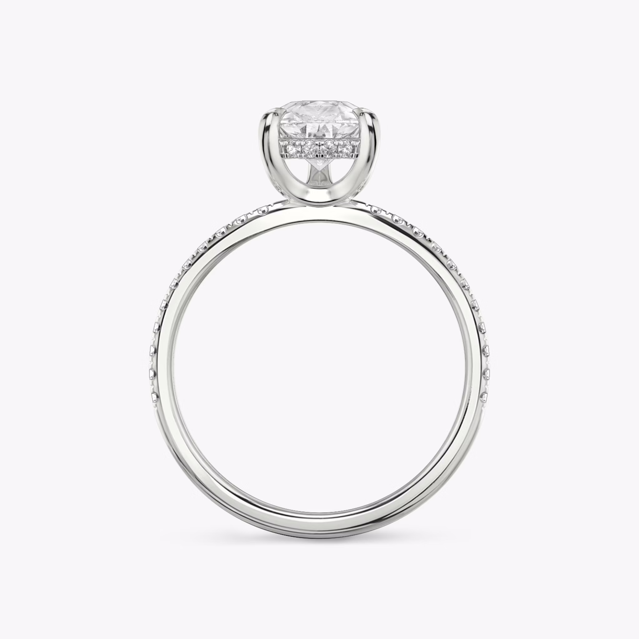 The Classic Hidden Halo | Pear | 18k | White Gold | bandAccent: Pavé | bandWidth: standard | prongStyle: Plain | diamondOrientation: vertical | caratWeight: other