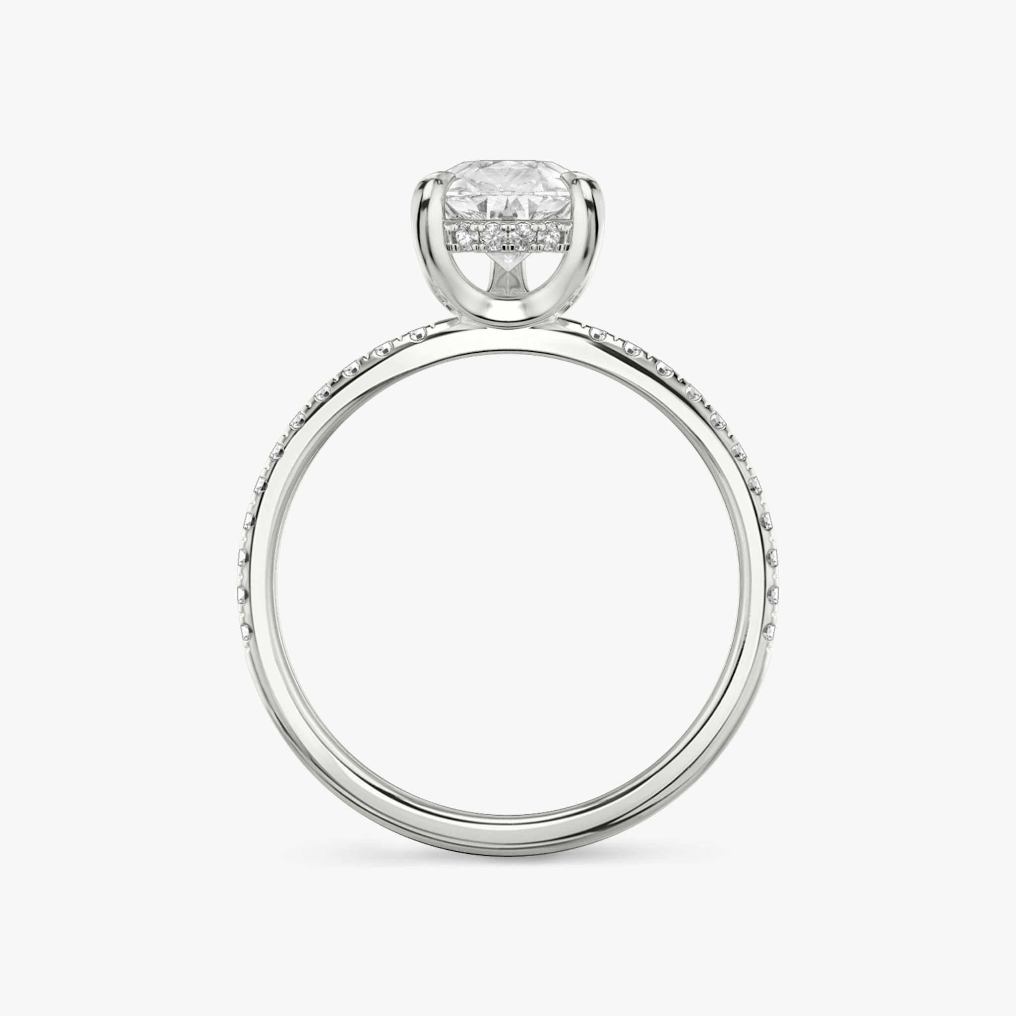 The Classic Hidden Halo | Pear | 18k | White Gold | bandAccent: Pavé | bandWidth: standard | prongStyle: Plain | diamondOrientation: vertical | caratWeight: other