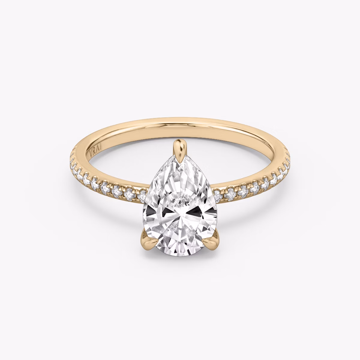 The Classic Hidden Halo | Pear | 14k | Rose Gold | bandAccent: Pavé | bandWidth: standard | prongStyle: Plain | diamondOrientation: vertical | caratWeight: other