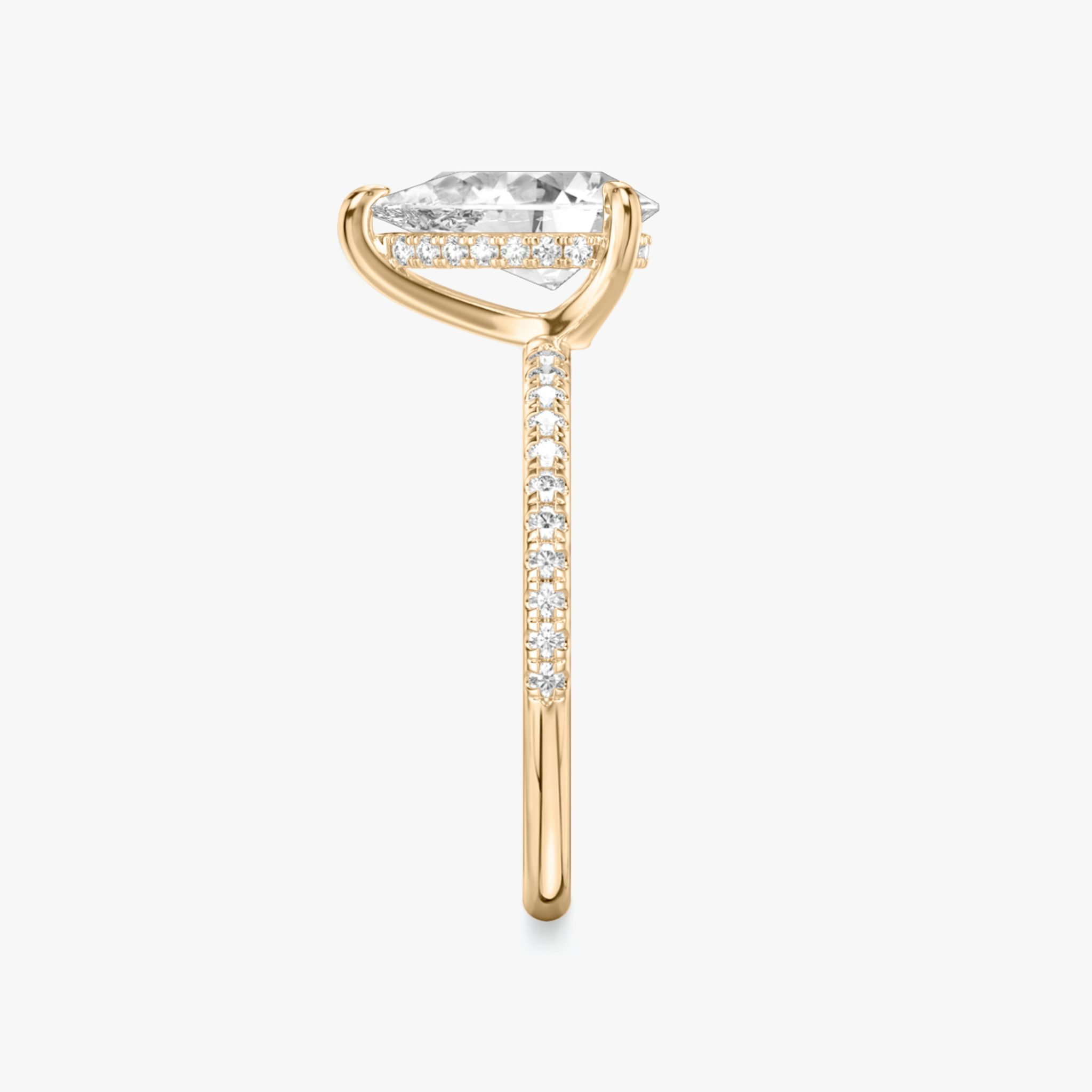 The Classic Hidden Halo | Pear | 14k | Rose Gold | bandAccent: Pavé | bandWidth: standard | prongStyle: Plain | diamondOrientation: vertical | caratWeight: other