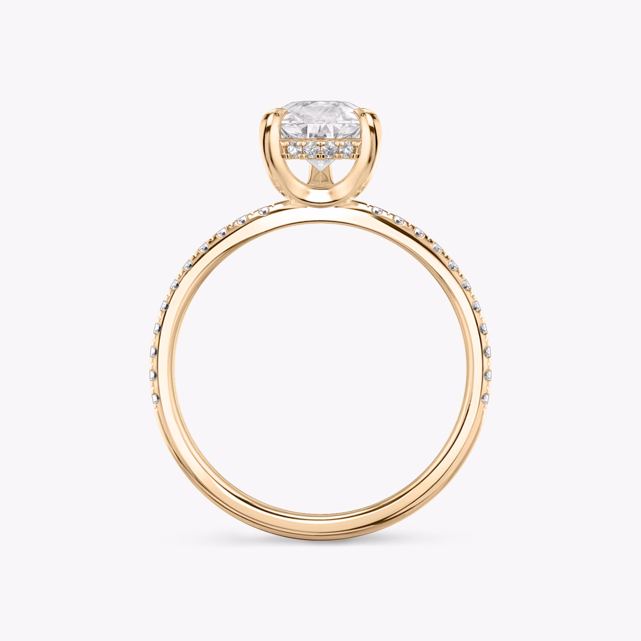 The Classic Hidden Halo | Pear | 14k | Rose Gold | bandAccent: Pavé | bandWidth: standard | prongStyle: Plain | diamondOrientation: vertical | caratWeight: other