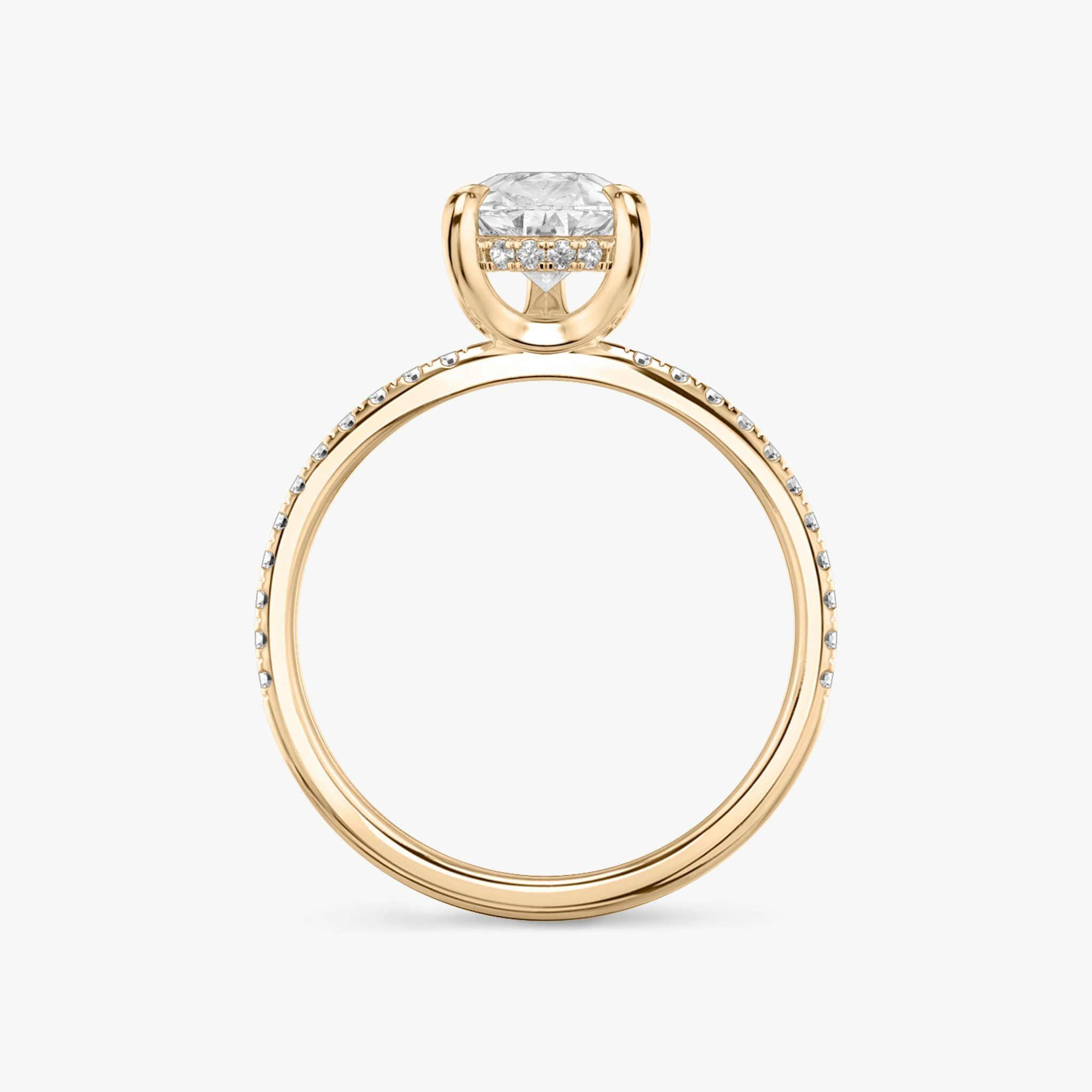 The Classic Hidden Halo | Pear | 14k | Rose Gold | bandAccent: Pavé | bandWidth: standard | prongStyle: Plain | diamondOrientation: vertical | caratWeight: other
