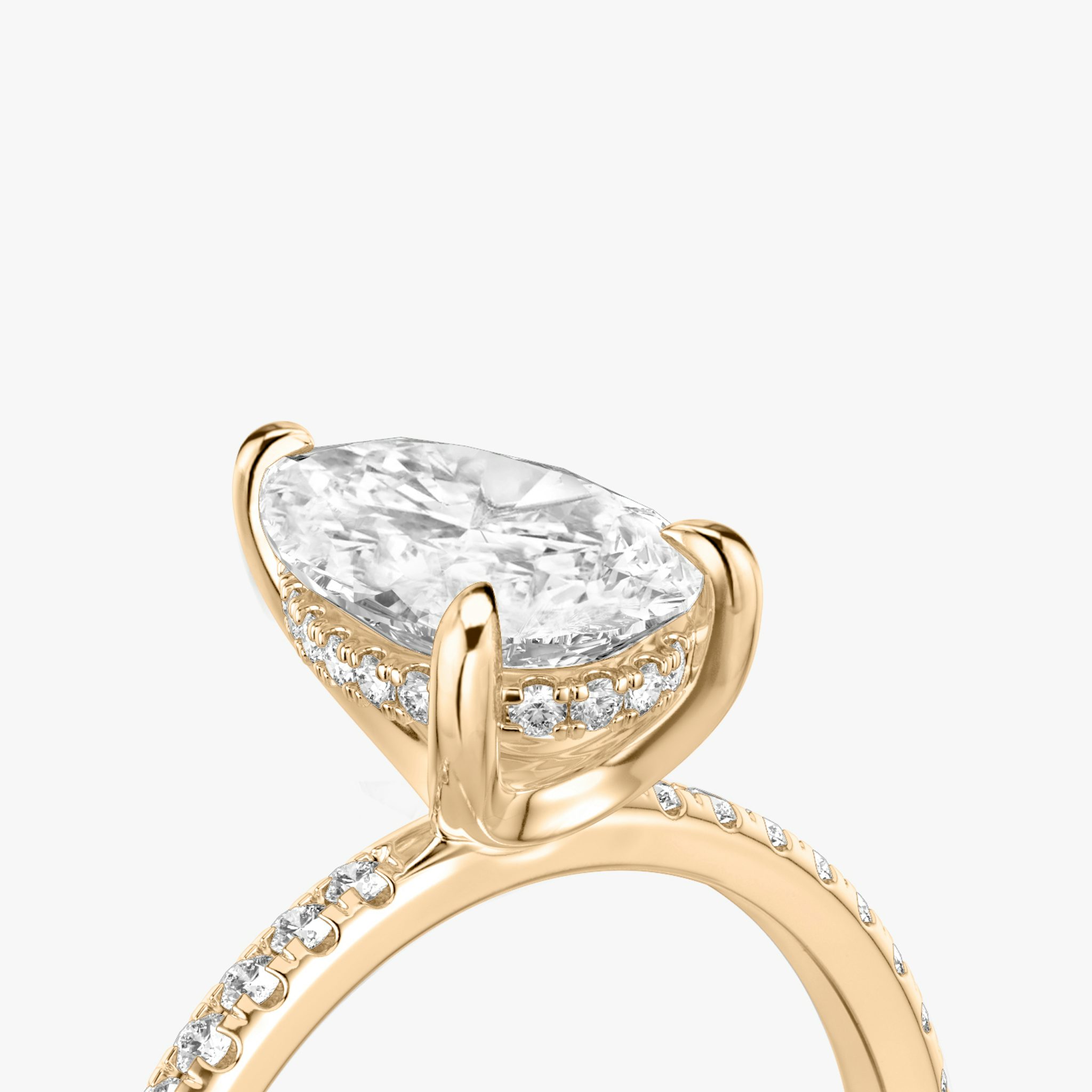 The Classic Hidden Halo | Pear | 14k | Rose Gold | bandAccent: Pavé | bandWidth: standard | prongStyle: Plain | diamondOrientation: vertical | caratWeight: other