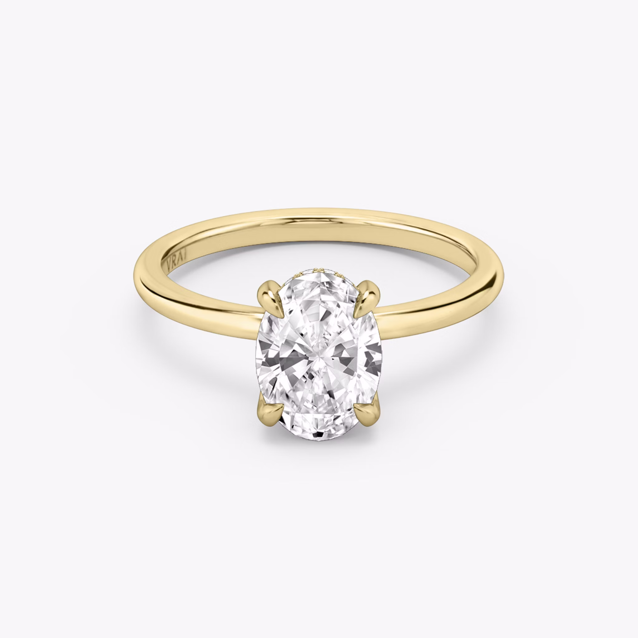 The Classic Hidden Halo | Oval | 18k | Yellow Gold | bandAccent: Plain | bandWidth: standard | prongStyle: Plain | diamondOrientation: vertical | caratWeight: other