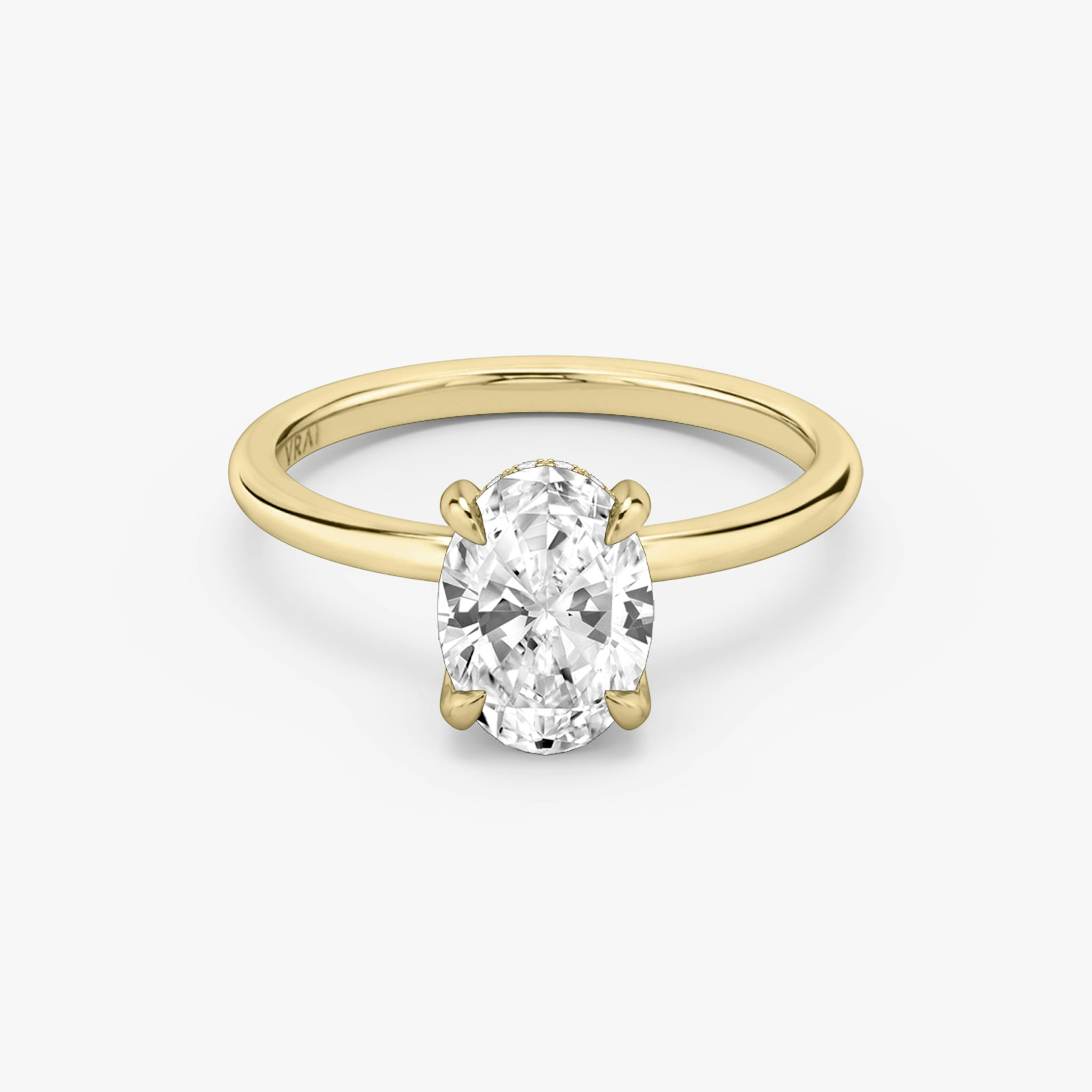 The Classic Hidden Halo | Oval | 18k | Yellow Gold | bandAccent: Plain | bandWidth: standard | prongStyle: Plain | diamondOrientation: vertical | caratWeight: other