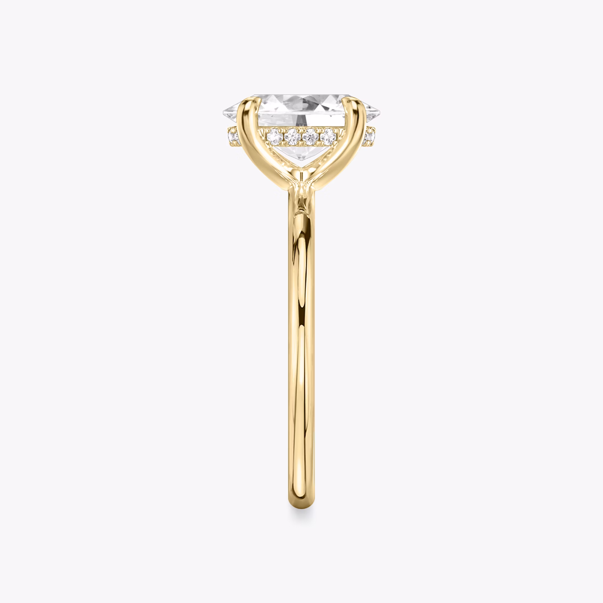 The Classic Hidden Halo | Oval | 18k | Yellow Gold | bandAccent: Plain | bandWidth: standard | prongStyle: Plain | diamondOrientation: vertical | caratWeight: other