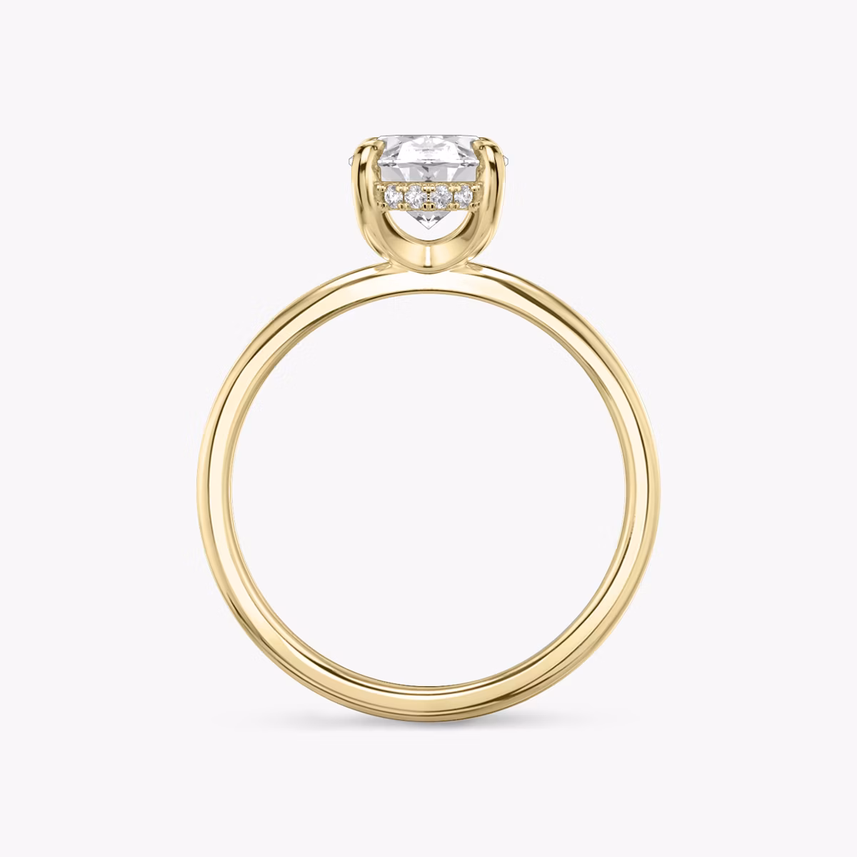 The Classic Hidden Halo | Oval | 18k | Yellow Gold | bandAccent: Plain | bandWidth: standard | prongStyle: Plain | diamondOrientation: vertical | caratWeight: other