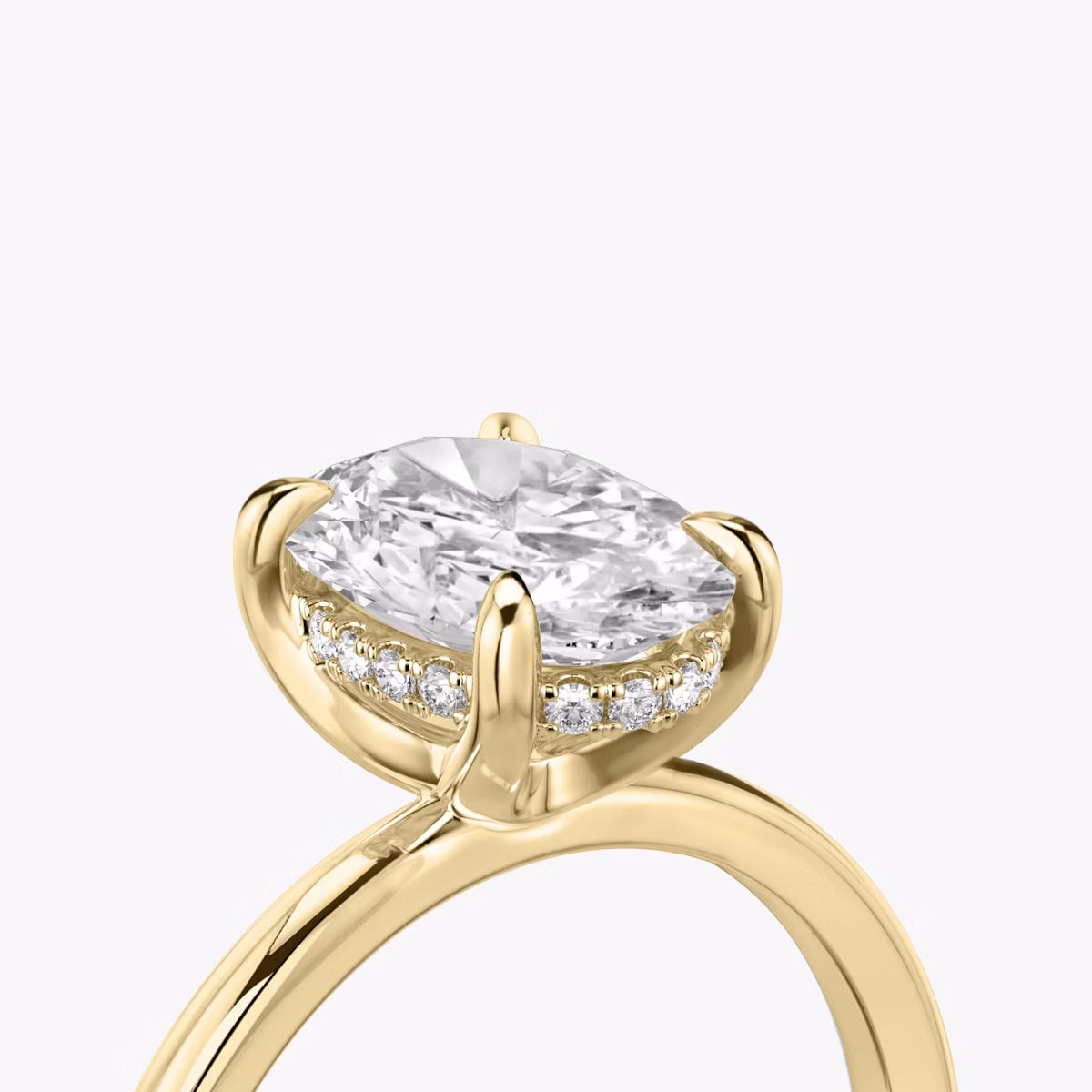 The Classic Hidden Halo | Oval | 18k | Yellow Gold | bandAccent: Plain | bandWidth: standard | prongStyle: Plain | diamondOrientation: vertical | caratWeight: other