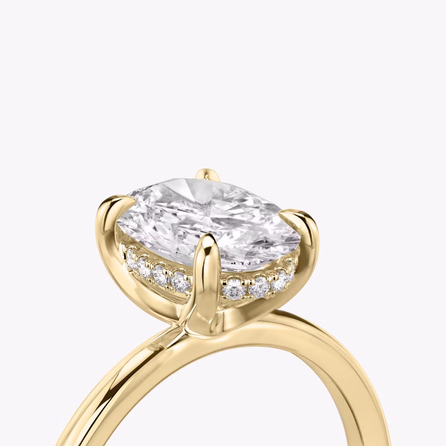 The Classic Hidden Halo | Oval | 18k | Yellow Gold | bandAccent: Plain | bandWidth: standard | prongStyle: Plain | diamondOrientation: vertical | caratWeight: other