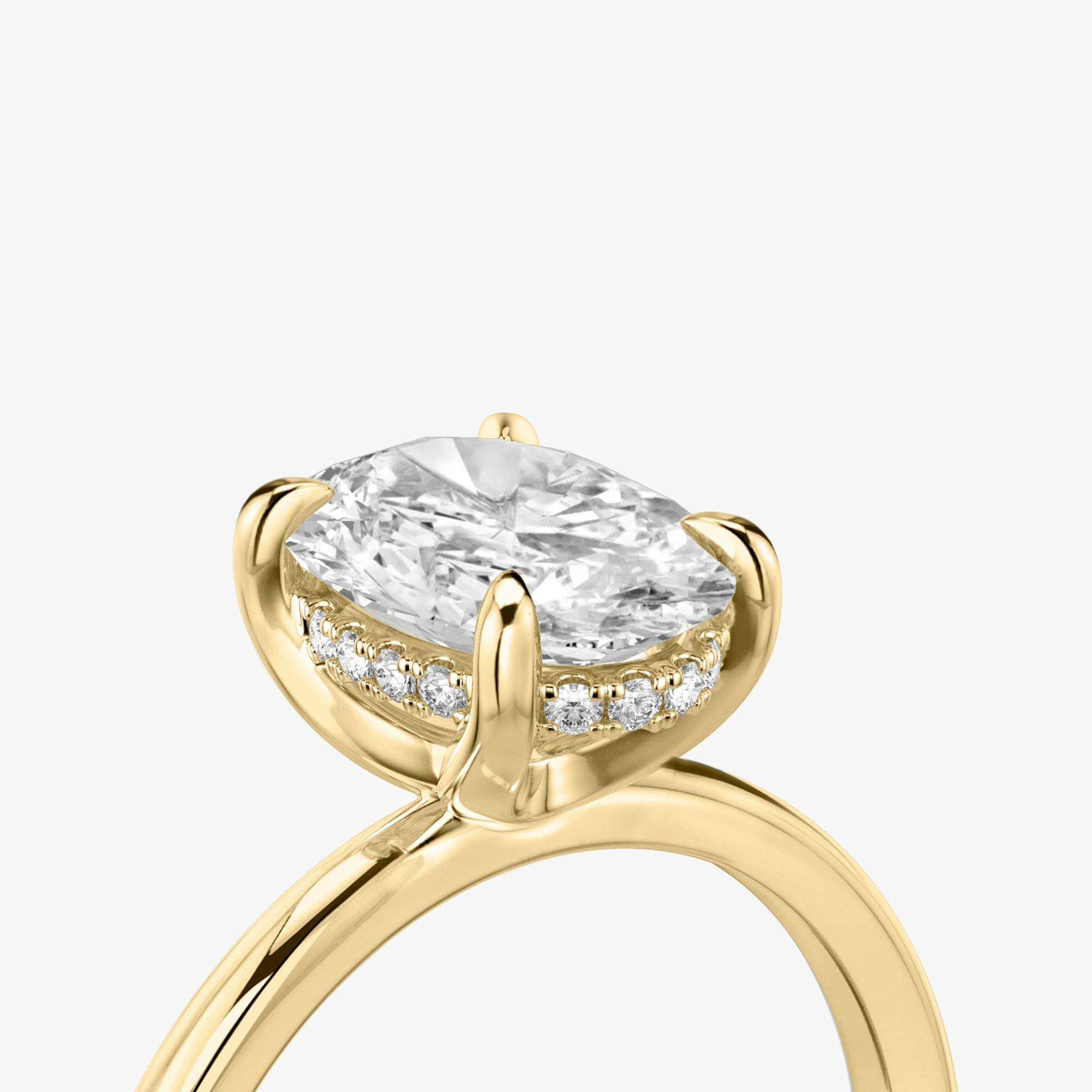 The Classic Hidden Halo | Oval | 18k | Yellow Gold | bandAccent: Plain | bandWidth: standard | prongStyle: Plain | diamondOrientation: vertical | caratWeight: other