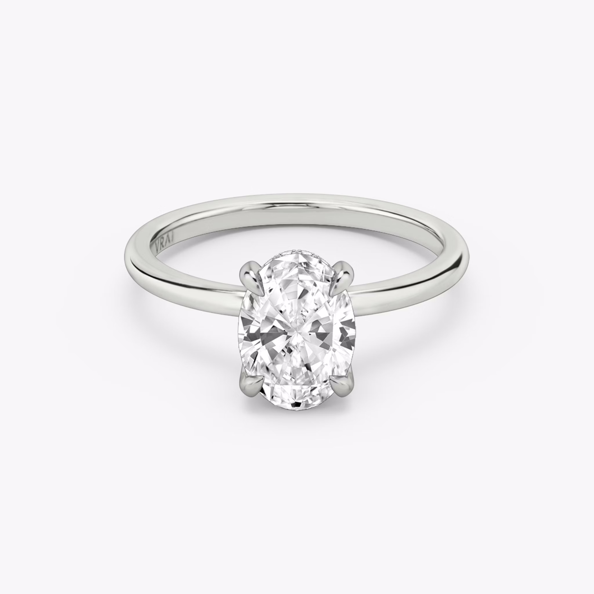 The Classic Hidden Halo | Oval | 18k | White Gold | bandAccent: Plain | bandWidth: standard | prongStyle: Plain | diamondOrientation: vertical | caratWeight: other