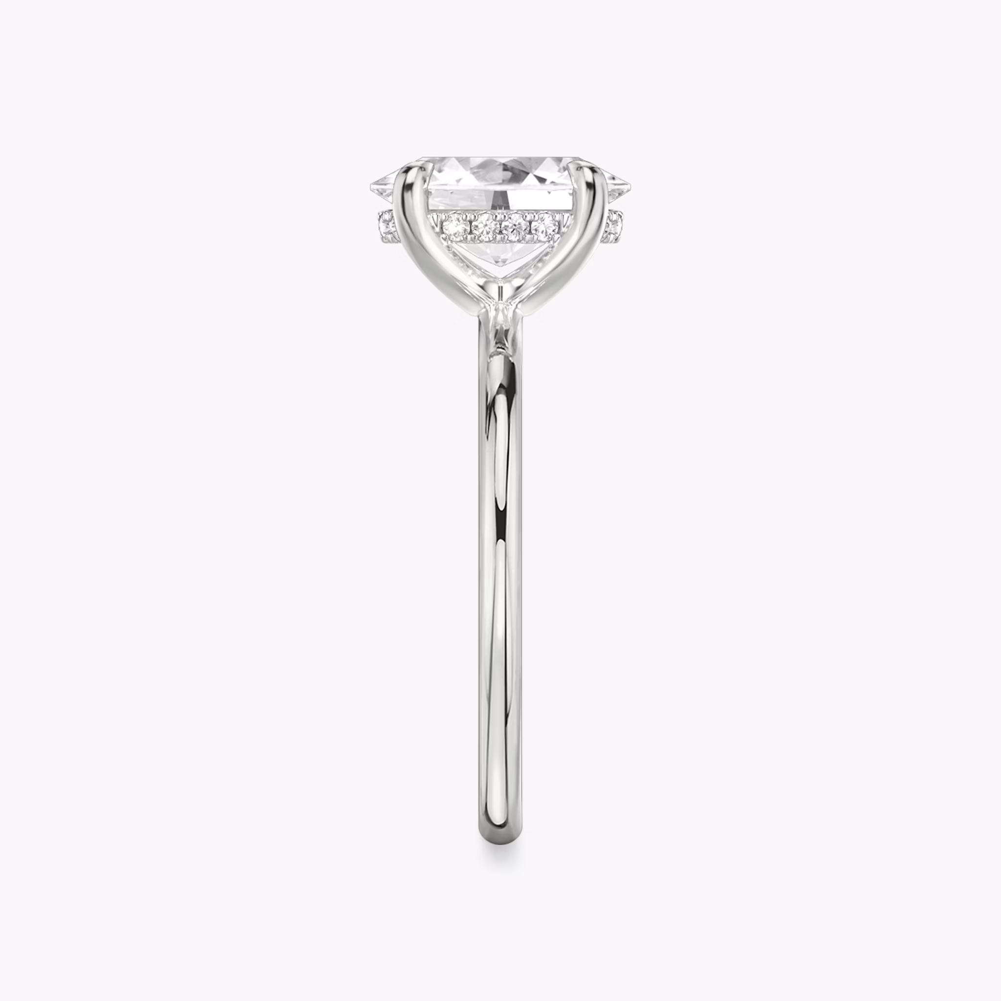 The Classic Hidden Halo | Oval | 18k | White Gold | bandAccent: Plain | bandWidth: standard | prongStyle: Plain | diamondOrientation: vertical | caratWeight: other