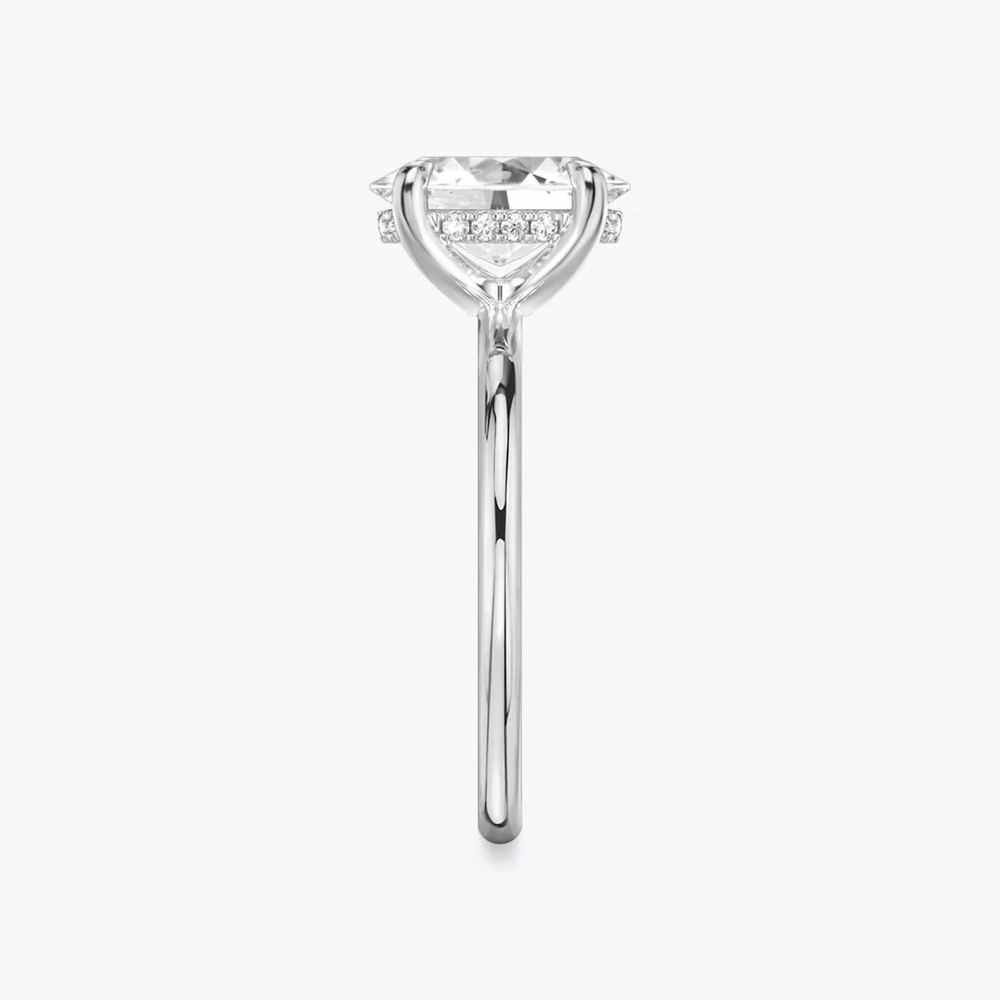 The Classic Hidden Halo | Oval | 18k | White Gold | bandAccent: Plain | bandWidth: standard | prongStyle: Plain | diamondOrientation: vertical | caratWeight: other