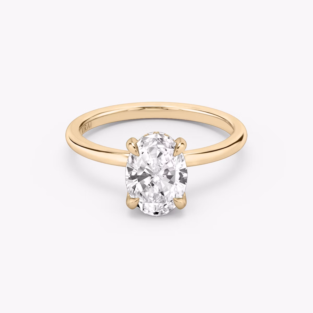 The Classic Hidden Halo | Oval | 14k | Rose Gold | bandAccent: Plain | bandWidth: standard | prongStyle: Plain | diamondOrientation: vertical | caratWeight: other