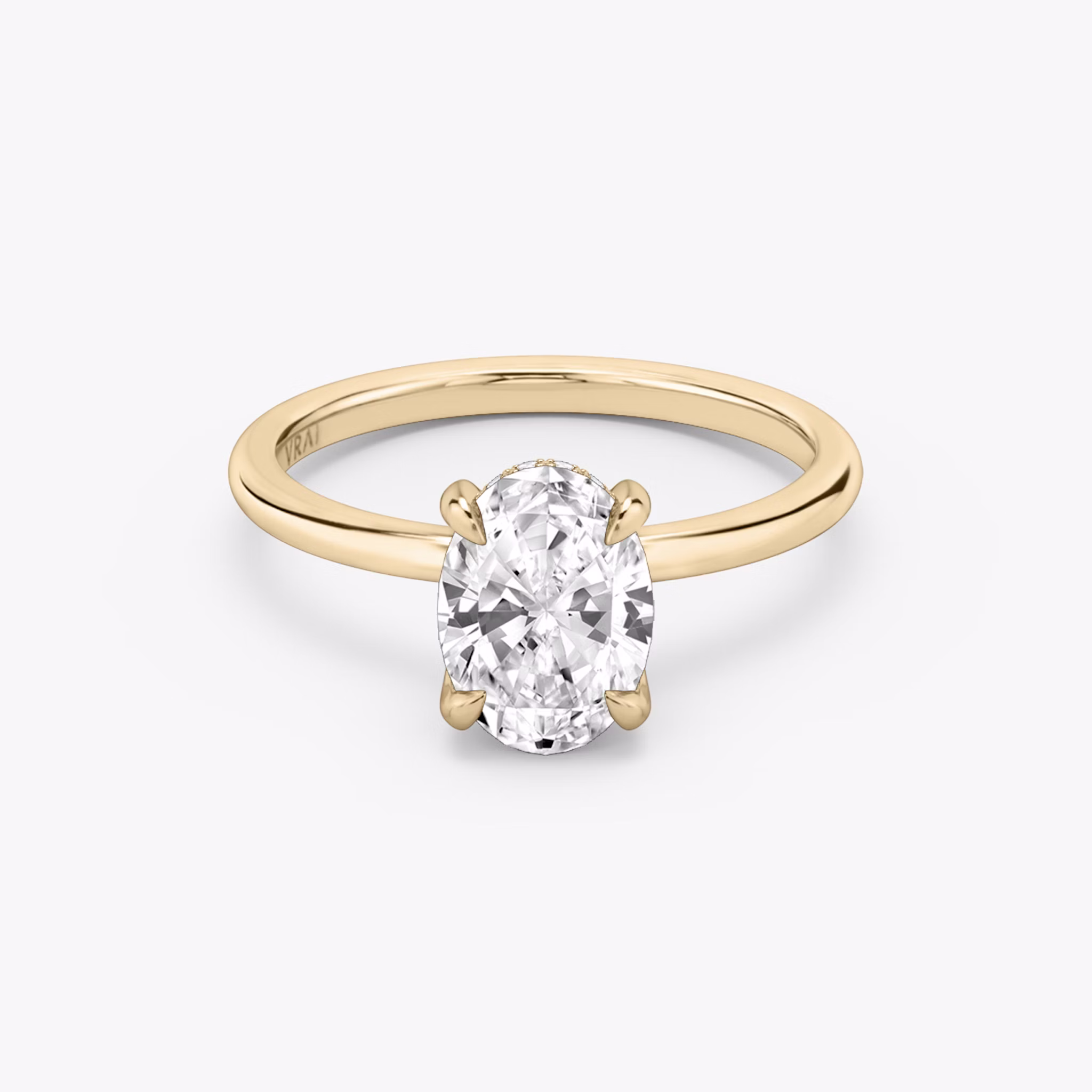 The Classic Hidden Halo | Oval | 14k | Rose Gold | bandAccent: Plain | bandWidth: standard | prongStyle: Plain | diamondOrientation: vertical | caratWeight: other