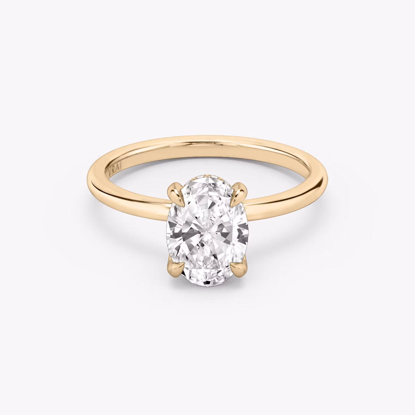 The Classic Hidden Halo | Oval | 14k | Rose Gold | bandAccent: Plain | bandWidth: standard | prongStyle: Plain | diamondOrientation: vertical | caratWeight: other