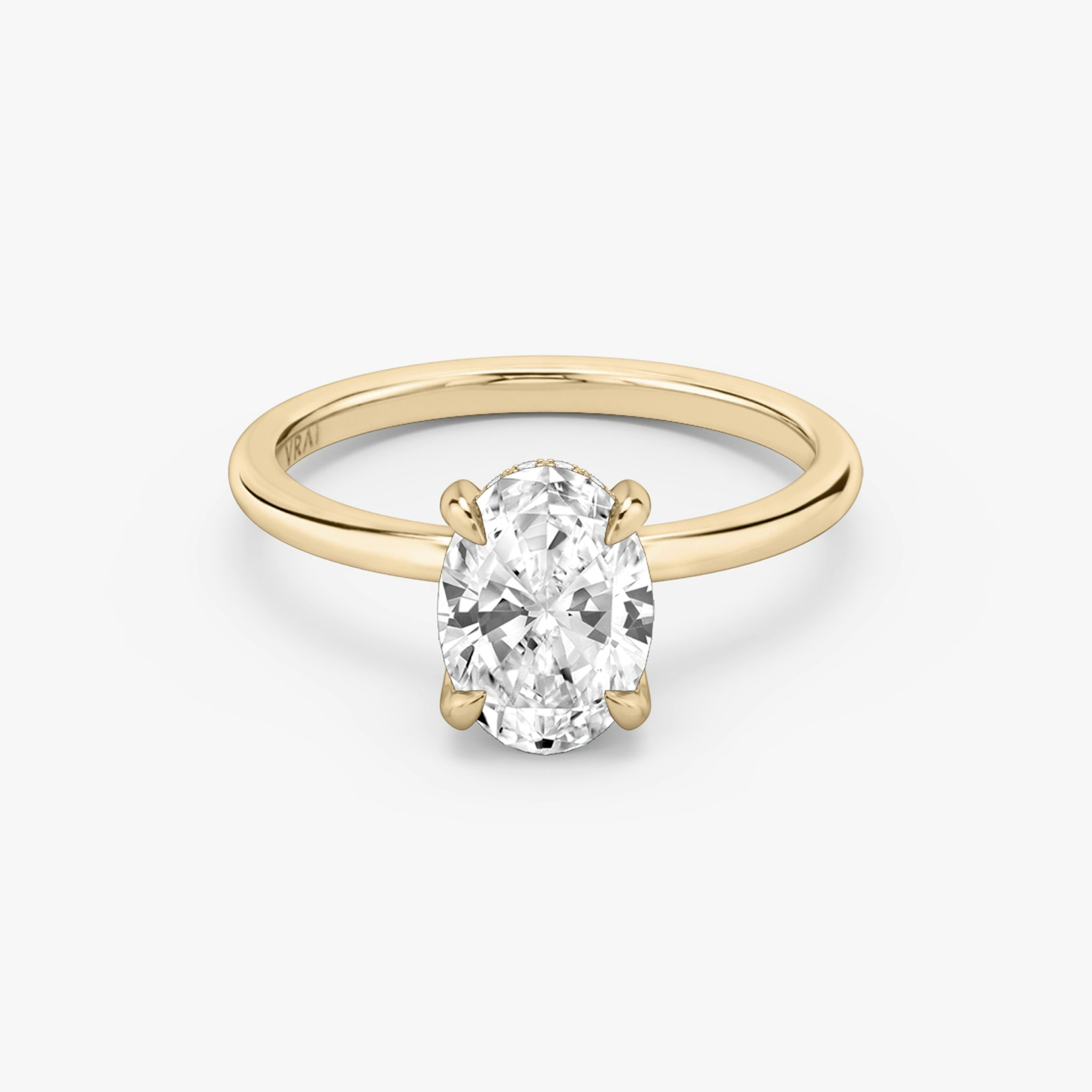 The Classic Hidden Halo | Oval | 14k | Rose Gold | bandAccent: Plain | bandWidth: standard | prongStyle: Plain | diamondOrientation: vertical | caratWeight: other