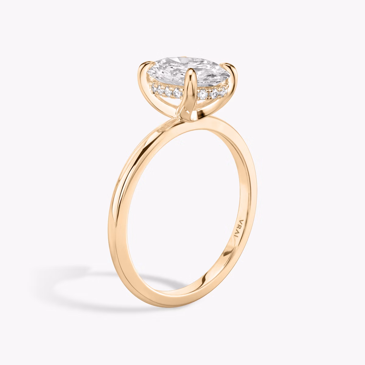 The Classic Hidden Halo | Oval | 14k | Rose Gold | bandAccent: Plain | bandWidth: standard | prongStyle: Plain | diamondOrientation: vertical | caratWeight: other