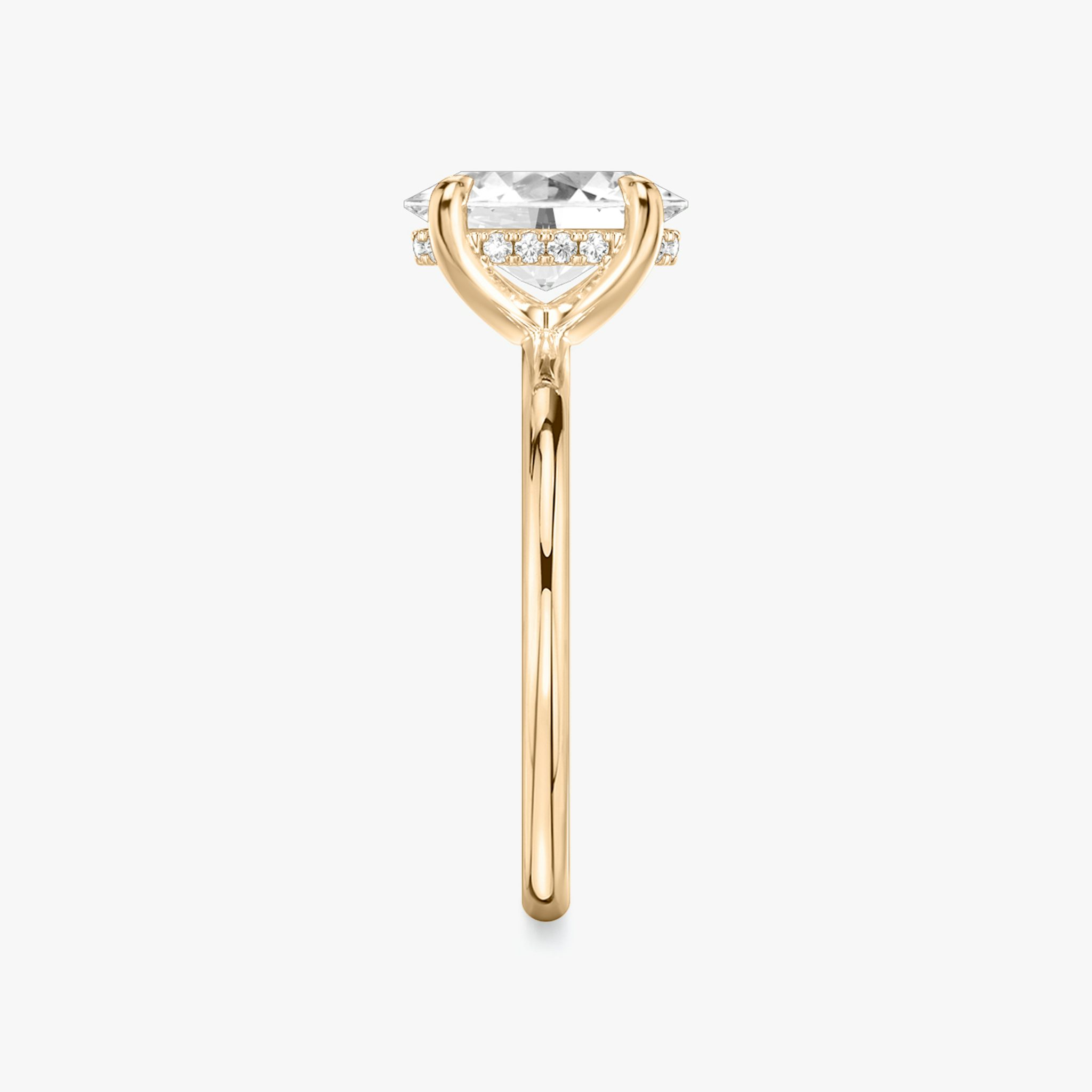 The Classic Hidden Halo | Oval | 14k | Rose Gold | bandAccent: Plain | bandWidth: standard | prongStyle: Plain | diamondOrientation: vertical | caratWeight: other