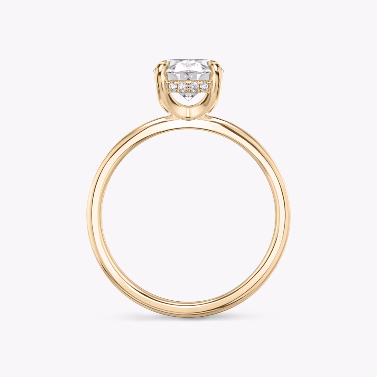 The Classic Hidden Halo | Oval | 14k | Rose Gold | bandAccent: Plain | bandWidth: standard | prongStyle: Plain | diamondOrientation: vertical | caratWeight: other