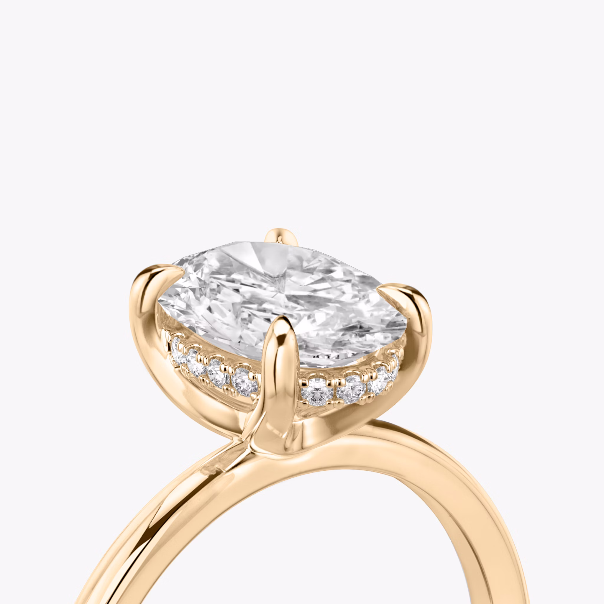 The Classic Hidden Halo | Oval | 14k | Rose Gold | bandAccent: Plain | bandWidth: standard | prongStyle: Plain | diamondOrientation: vertical | caratWeight: other