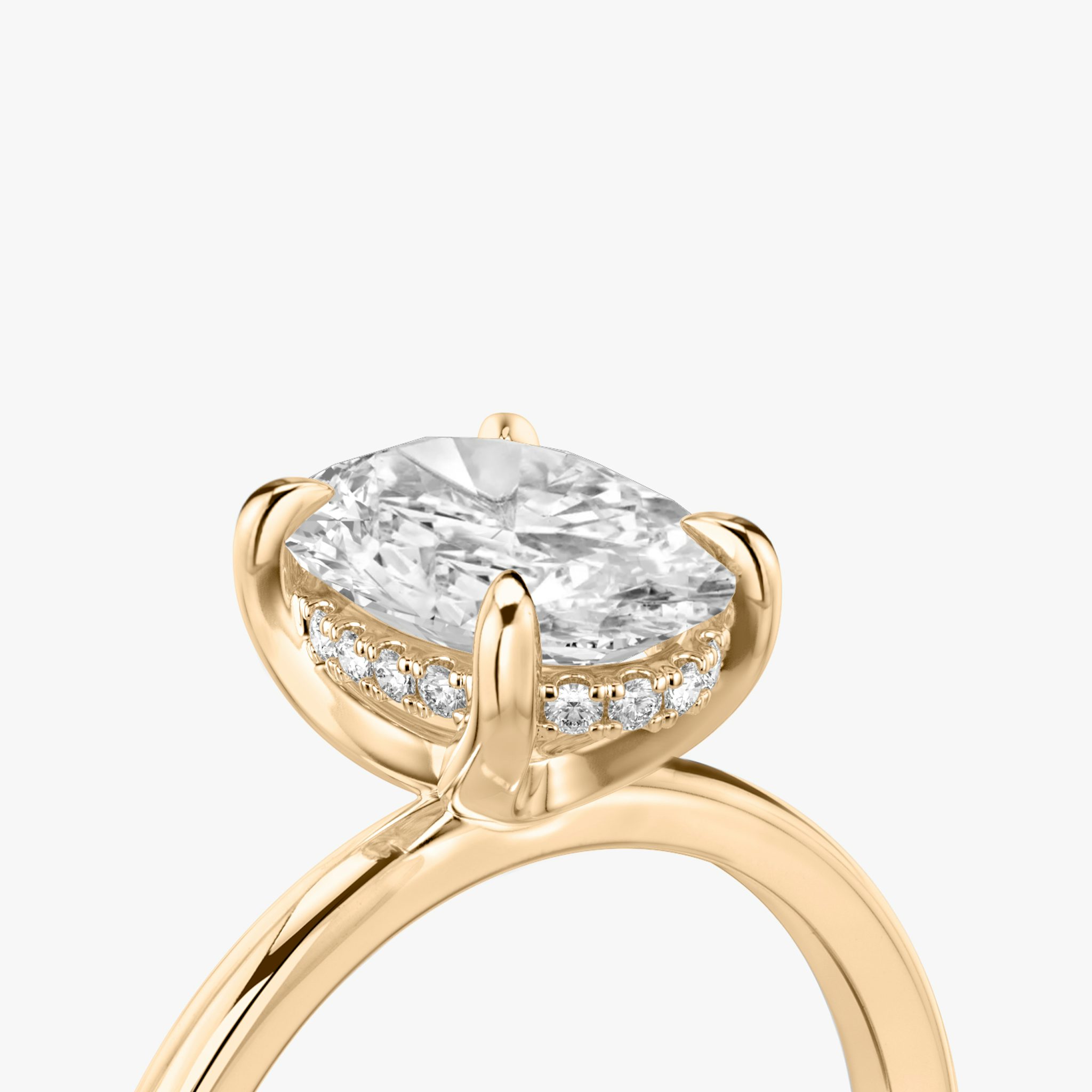 The Classic Hidden Halo | Oval | 14k | Rose Gold | bandAccent: Plain | bandWidth: standard | prongStyle: Plain | diamondOrientation: vertical | caratWeight: other