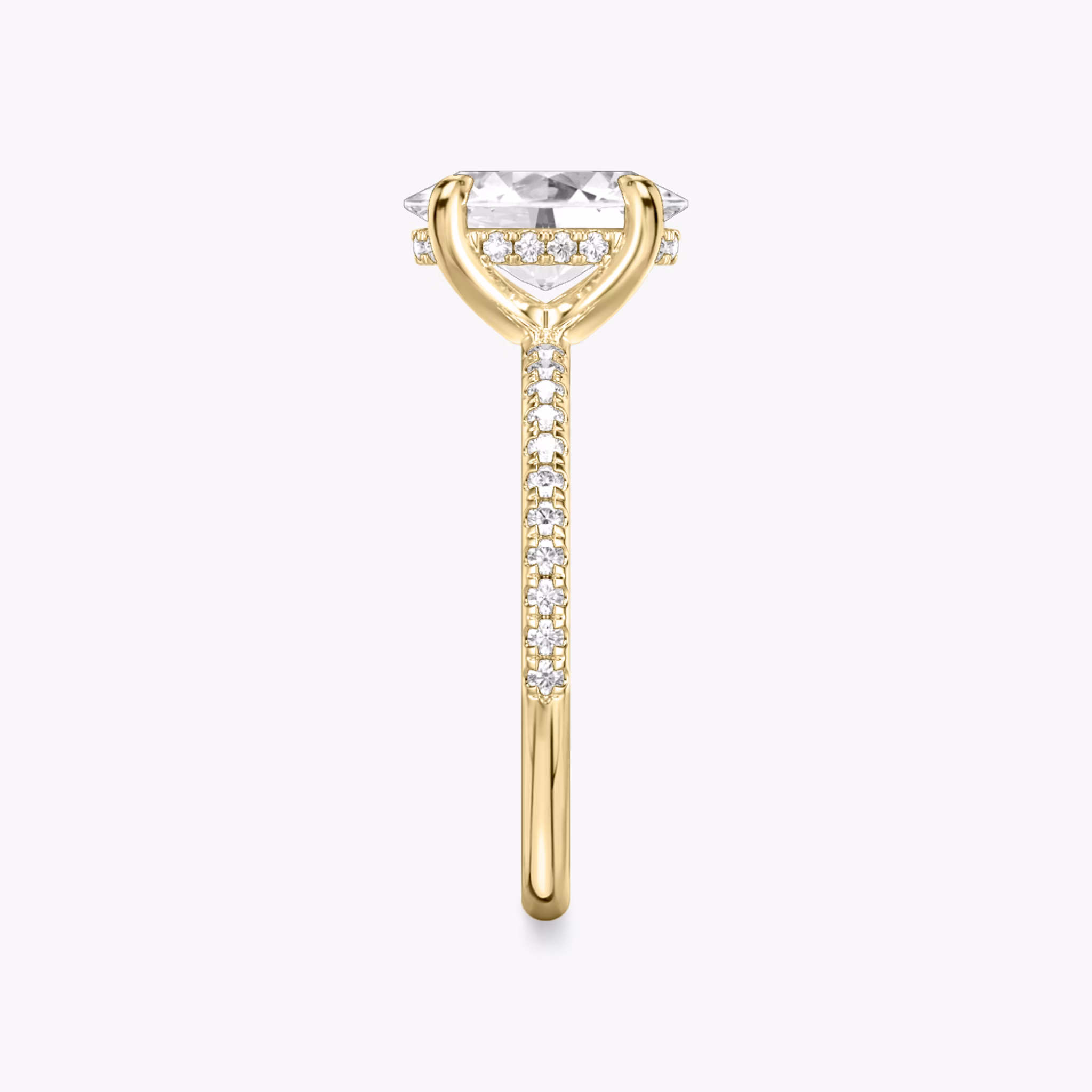 The Classic Hidden Halo | Oval | 18k | Yellow Gold | bandAccent: Pavé | bandWidth: standard | prongStyle: Plain | diamondOrientation: vertical | caratWeight: other