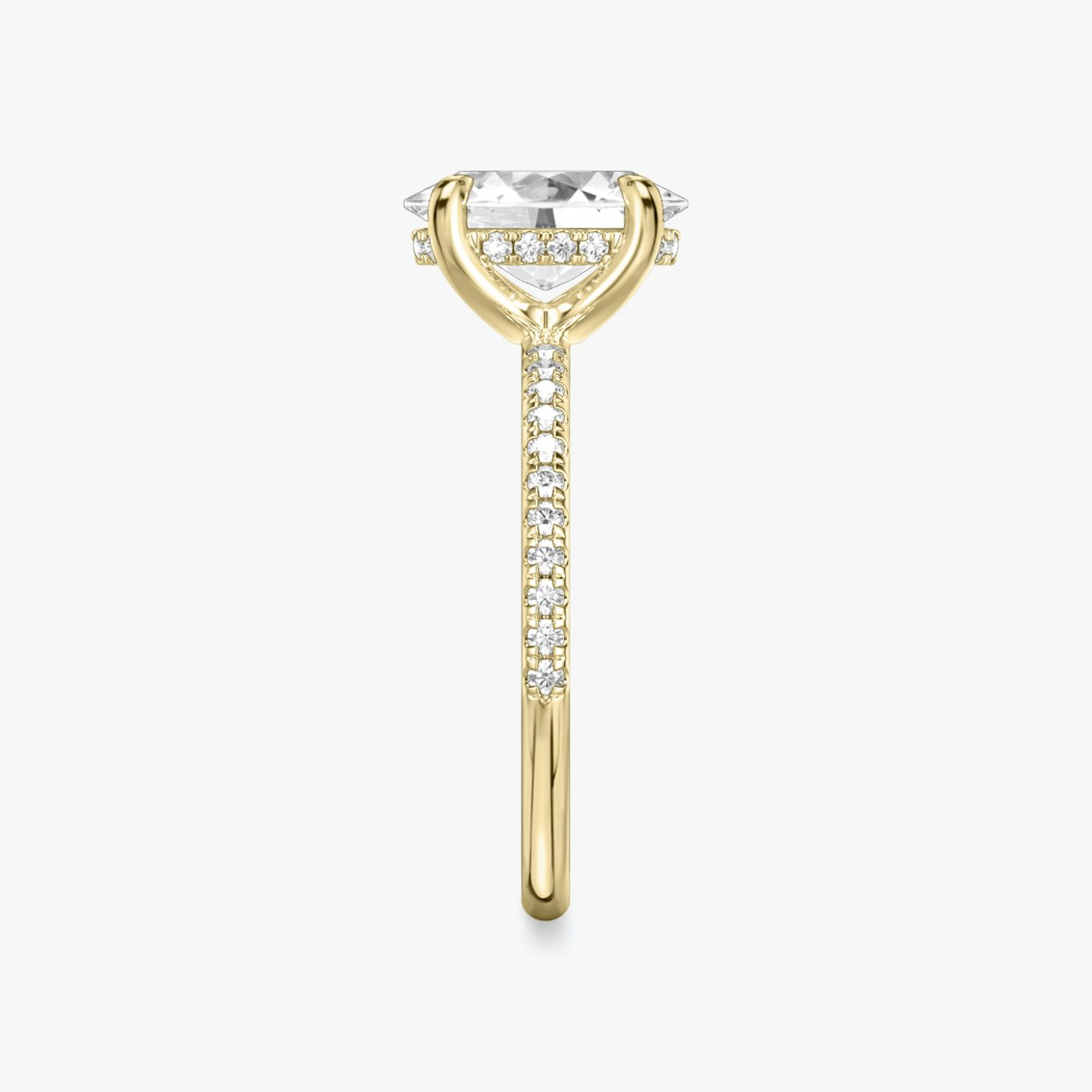 The Classic Hidden Halo | Oval | 18k | Yellow Gold | bandAccent: Pavé | bandWidth: standard | prongStyle: Plain | diamondOrientation: vertical | caratWeight: other