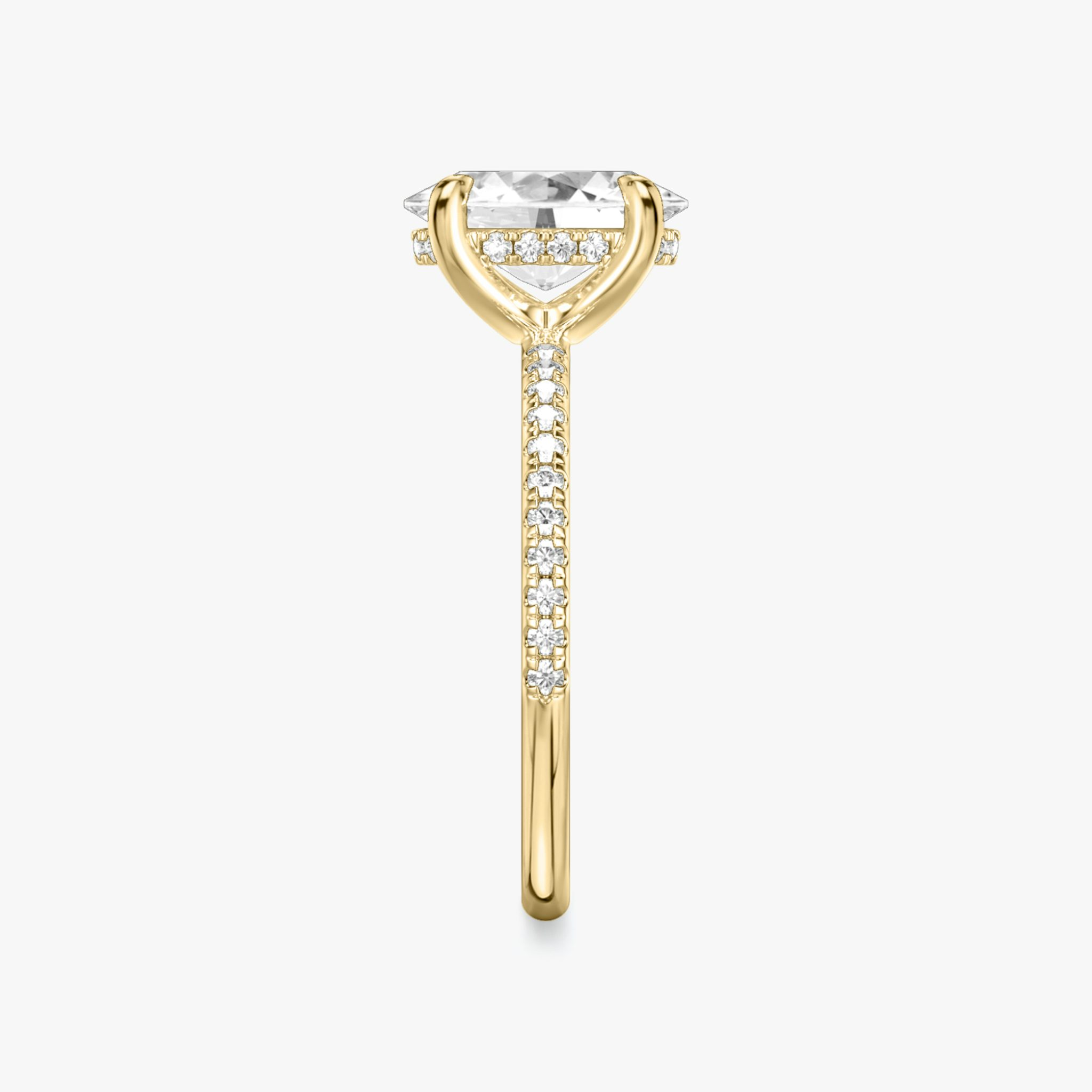 The Classic Hidden Halo | Oval | 18k | Yellow Gold | bandAccent: Pavé | bandWidth: standard | prongStyle: Plain | diamondOrientation: vertical | caratWeight: other