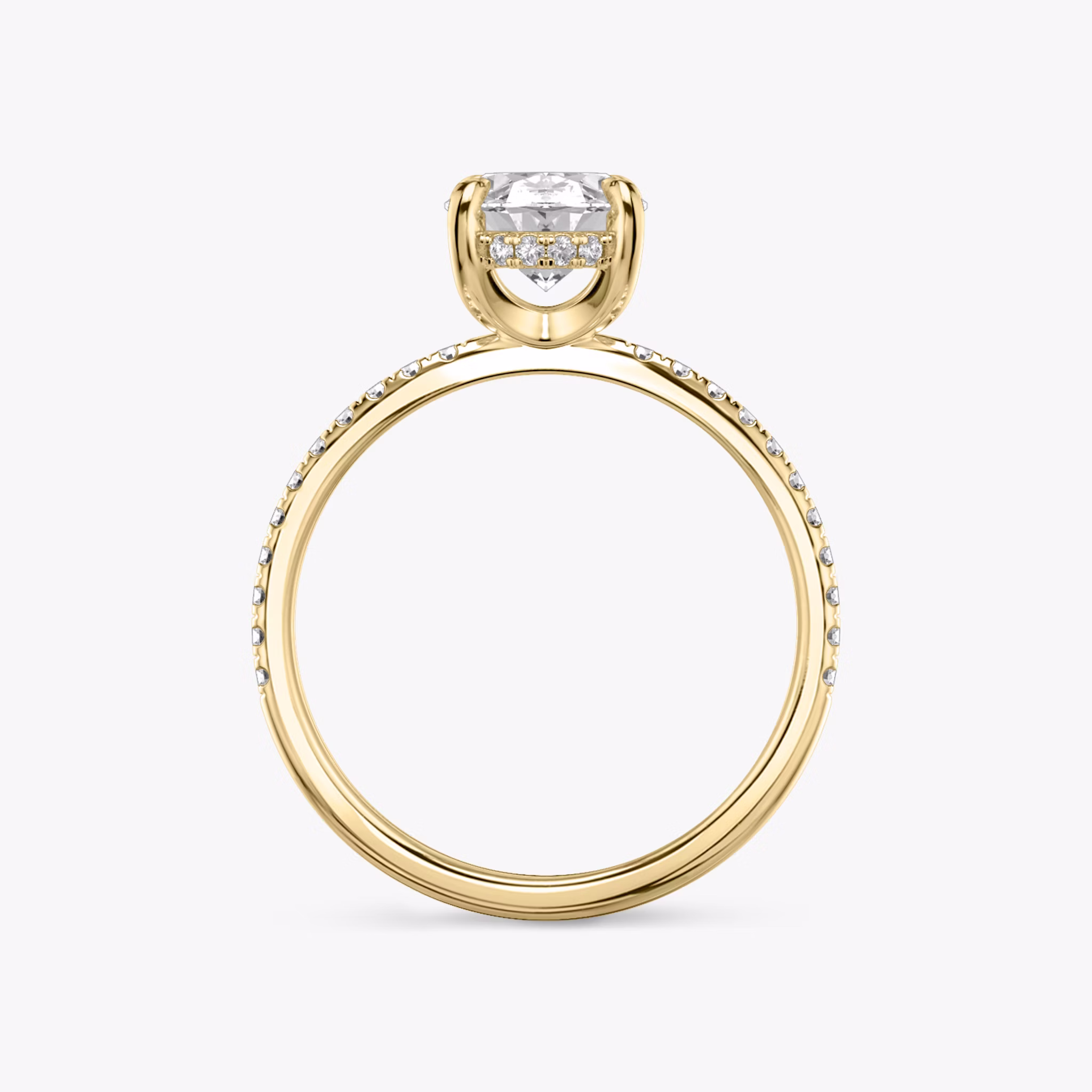The Classic Hidden Halo | Oval | 18k | Yellow Gold | bandAccent: Pavé | bandWidth: standard | prongStyle: Plain | diamondOrientation: vertical | caratWeight: other