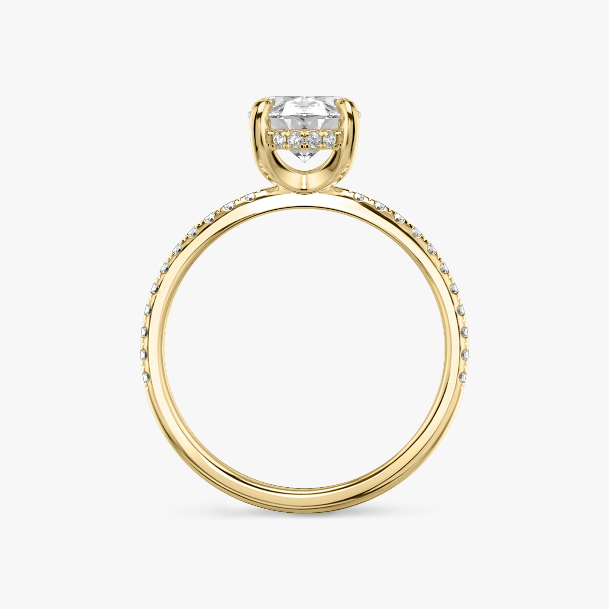 The Classic Hidden Halo | Oval | 18k | Yellow Gold | bandAccent: Pavé | bandWidth: standard | prongStyle: Plain | diamondOrientation: vertical | caratWeight: other