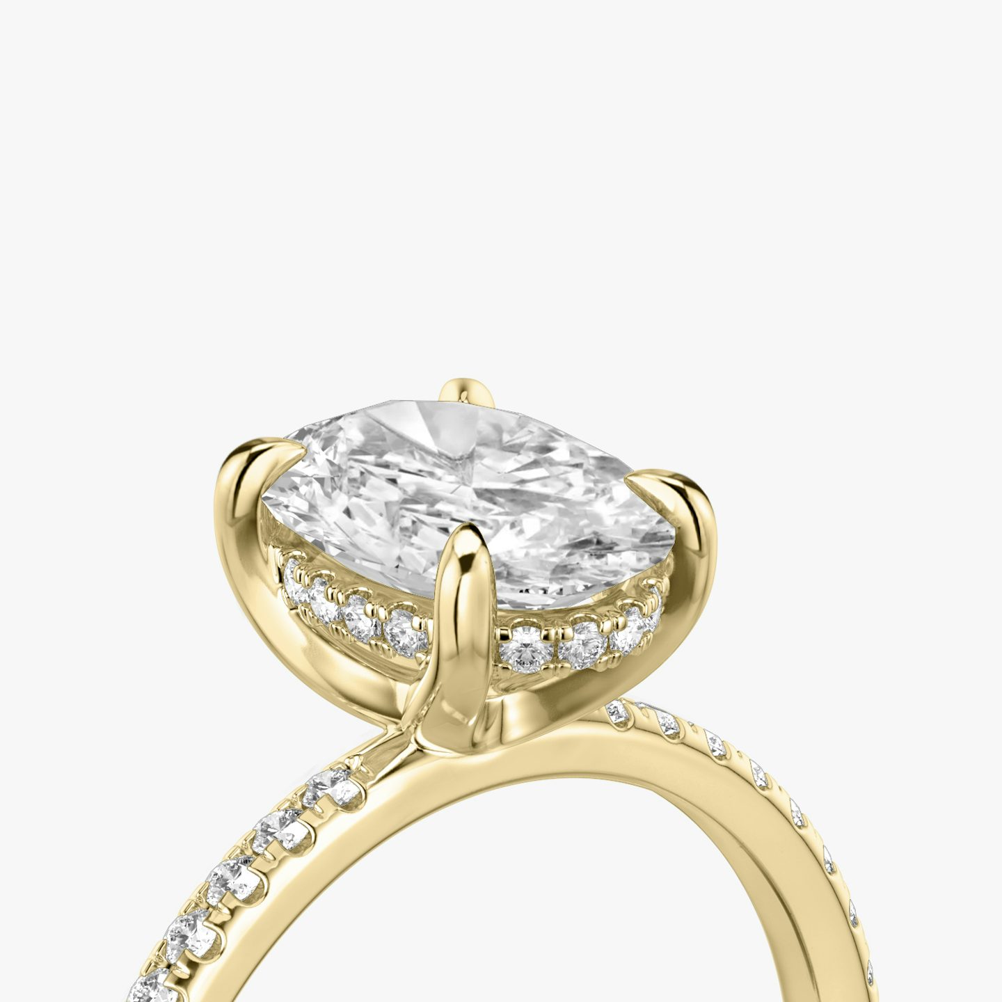 The Classic Hidden Halo | Oval | 18k | Yellow Gold | bandAccent: Pavé | bandWidth: standard | prongStyle: Plain | diamondOrientation: vertical | caratWeight: other