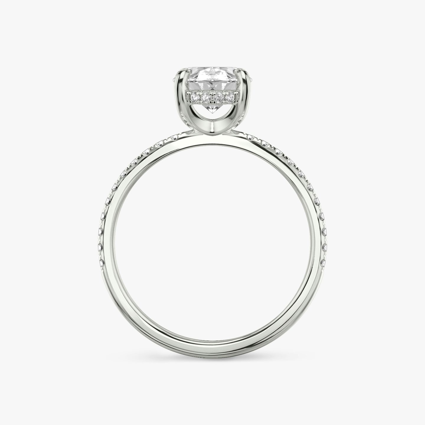 The Classic Hidden Halo | Oval | Platinum | bandAccent: Pavé | bandWidth: standard | prongStyle: Plain | diamondOrientation: vertical | caratWeight: other