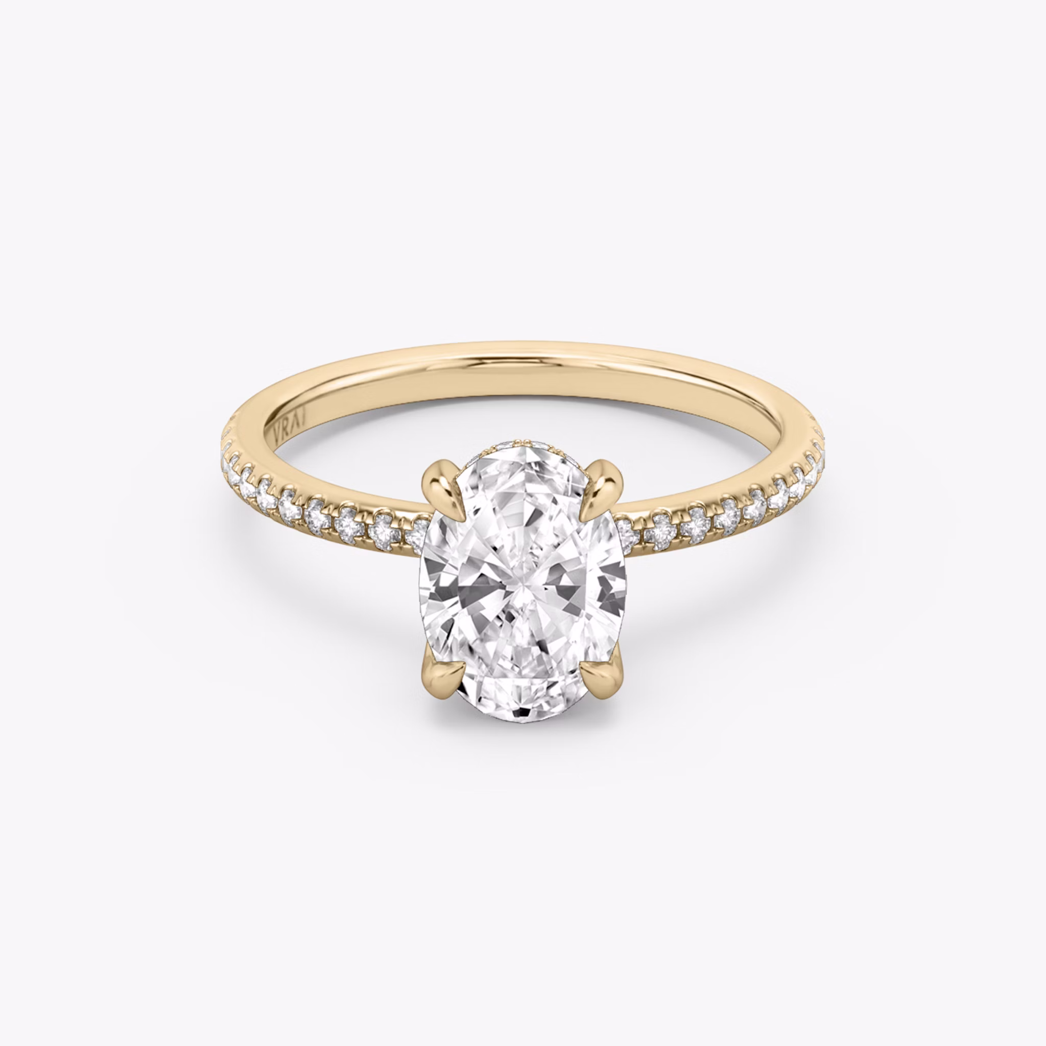 The Classic Hidden Halo | Oval | 14k | Rose Gold | bandAccent: Pavé | bandWidth: standard | prongStyle: Plain | diamondOrientation: vertical | caratWeight: other