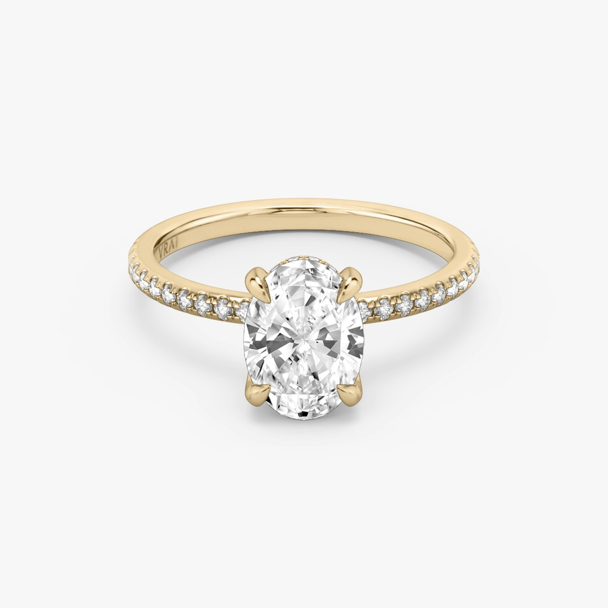 The Classic Hidden Halo | Oval | 14k | Rose Gold | bandAccent: Pavé | bandWidth: standard | prongStyle: Plain | diamondOrientation: vertical | caratWeight: other