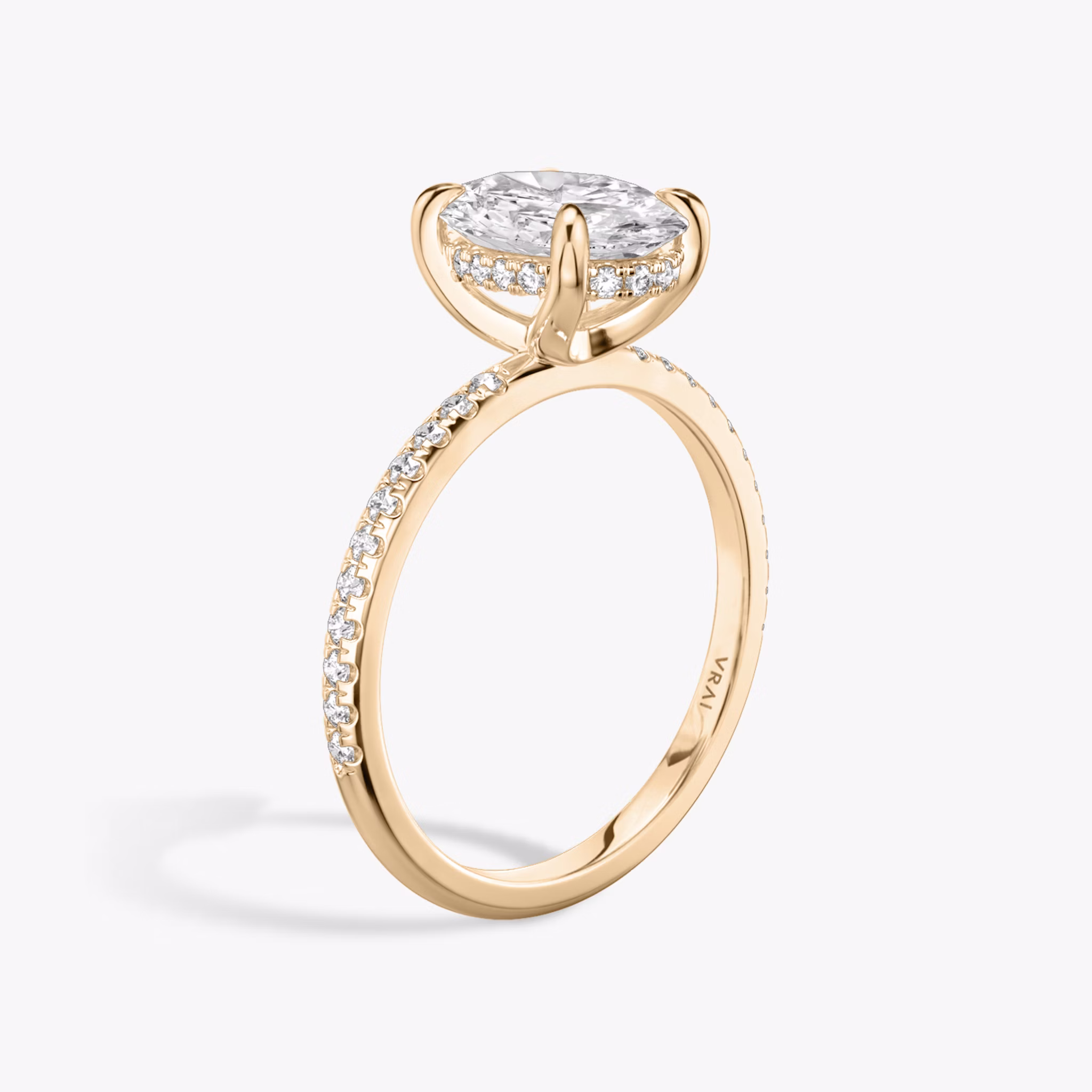The Classic Hidden Halo | Oval | 14k | Rose Gold | bandAccent: Pavé | bandWidth: standard | prongStyle: Plain | diamondOrientation: vertical | caratWeight: other