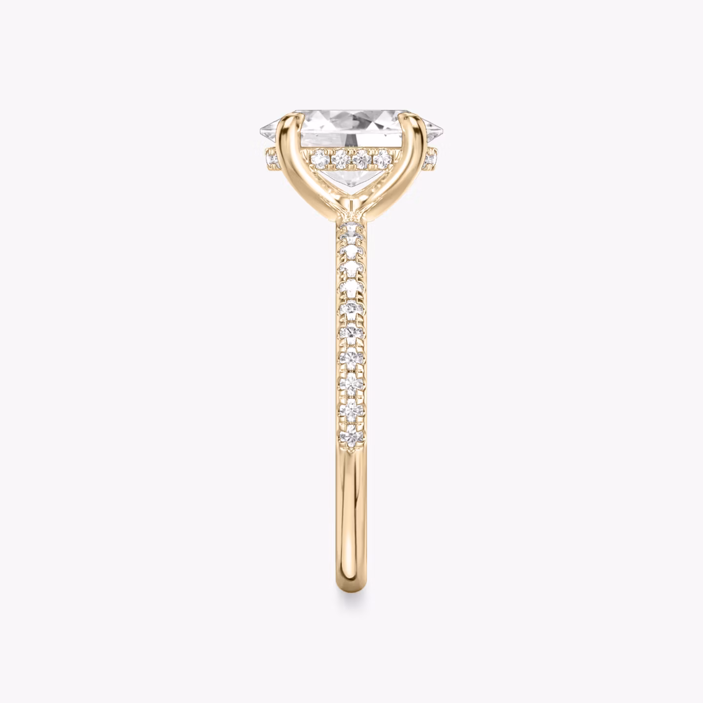 The Classic Hidden Halo | Oval | 14k | Rose Gold | bandAccent: Pavé | bandWidth: standard | prongStyle: Plain | diamondOrientation: vertical | caratWeight: other