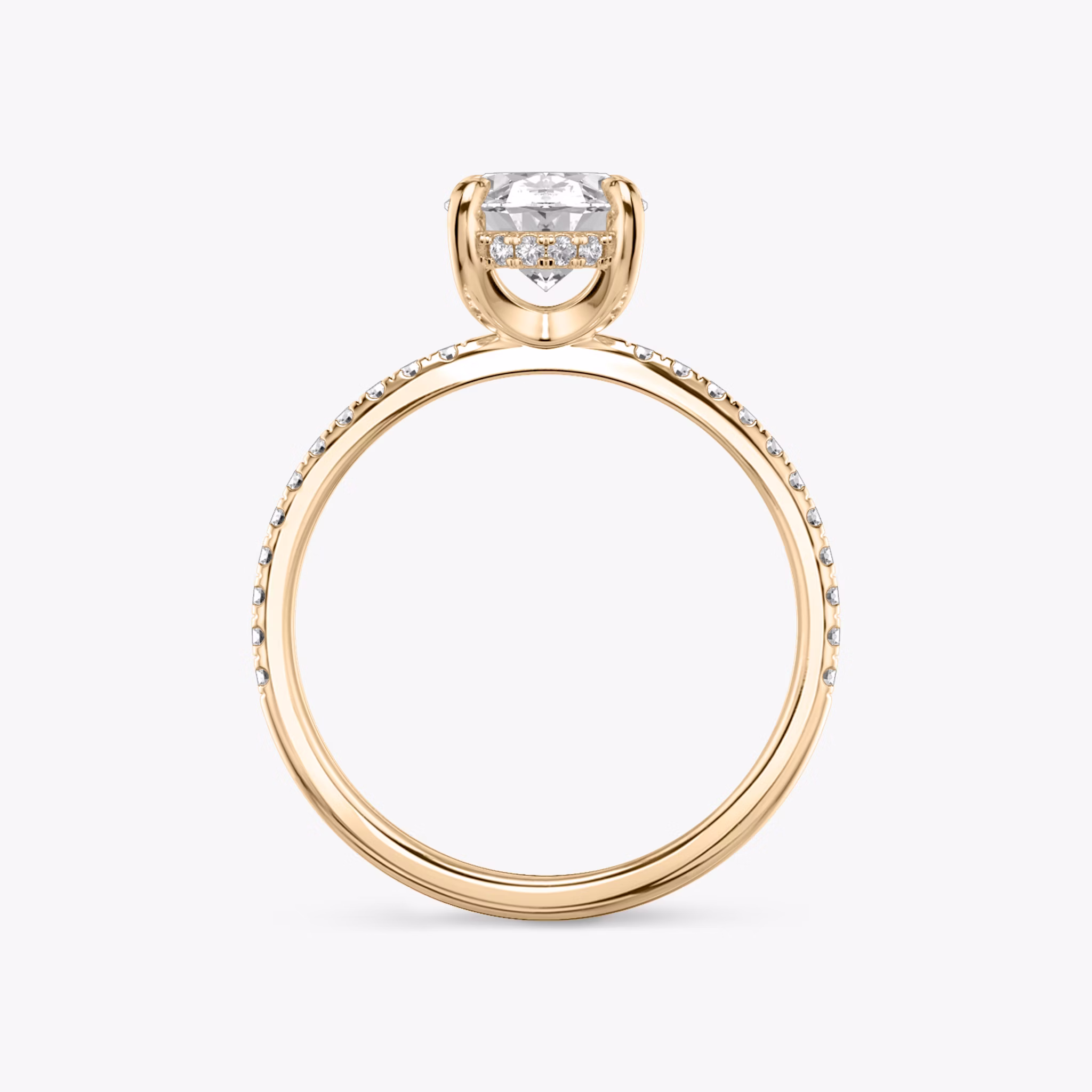 The Classic Hidden Halo | Oval | 14k | Rose Gold | bandAccent: Pavé | bandWidth: standard | prongStyle: Plain | diamondOrientation: vertical | caratWeight: other