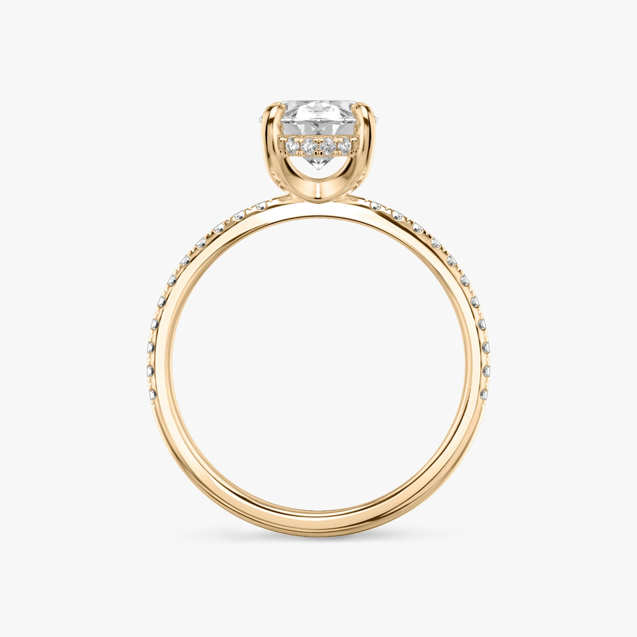 The Classic Hidden Halo | Oval | 14k | Rose Gold | bandAccent: Pavé | bandWidth: standard | prongStyle: Plain | diamondOrientation: vertical | caratWeight: other