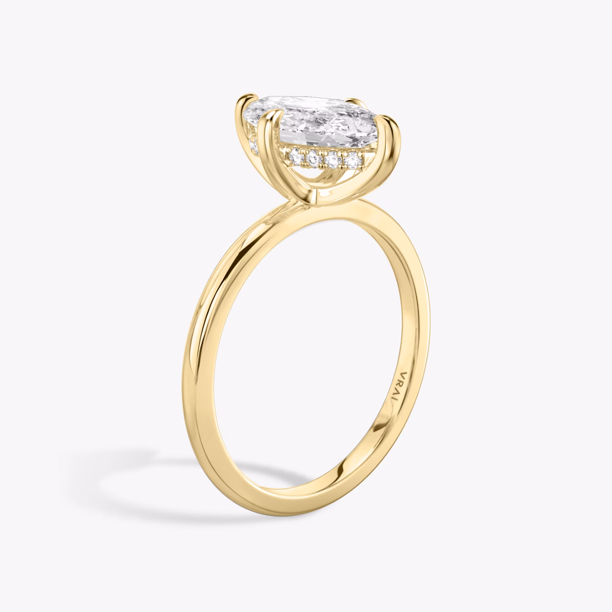The Classic Hidden Halo | Marquise | 18k | Yellow Gold | bandAccent: Plain | bandWidth: standard | prongStyle: Plain | diamondOrientation: vertical | caratWeight: other
