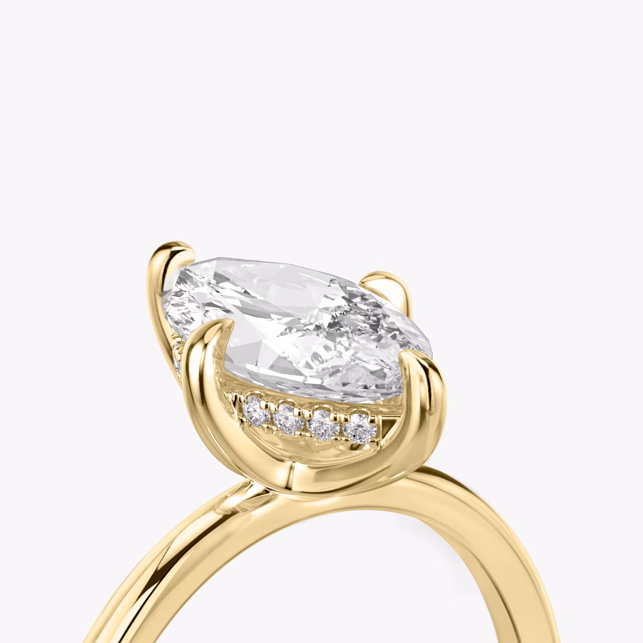 The Classic Hidden Halo | Marquise | 18k | Yellow Gold | bandAccent: Plain | bandWidth: standard | prongStyle: Plain | diamondOrientation: vertical | caratWeight: other