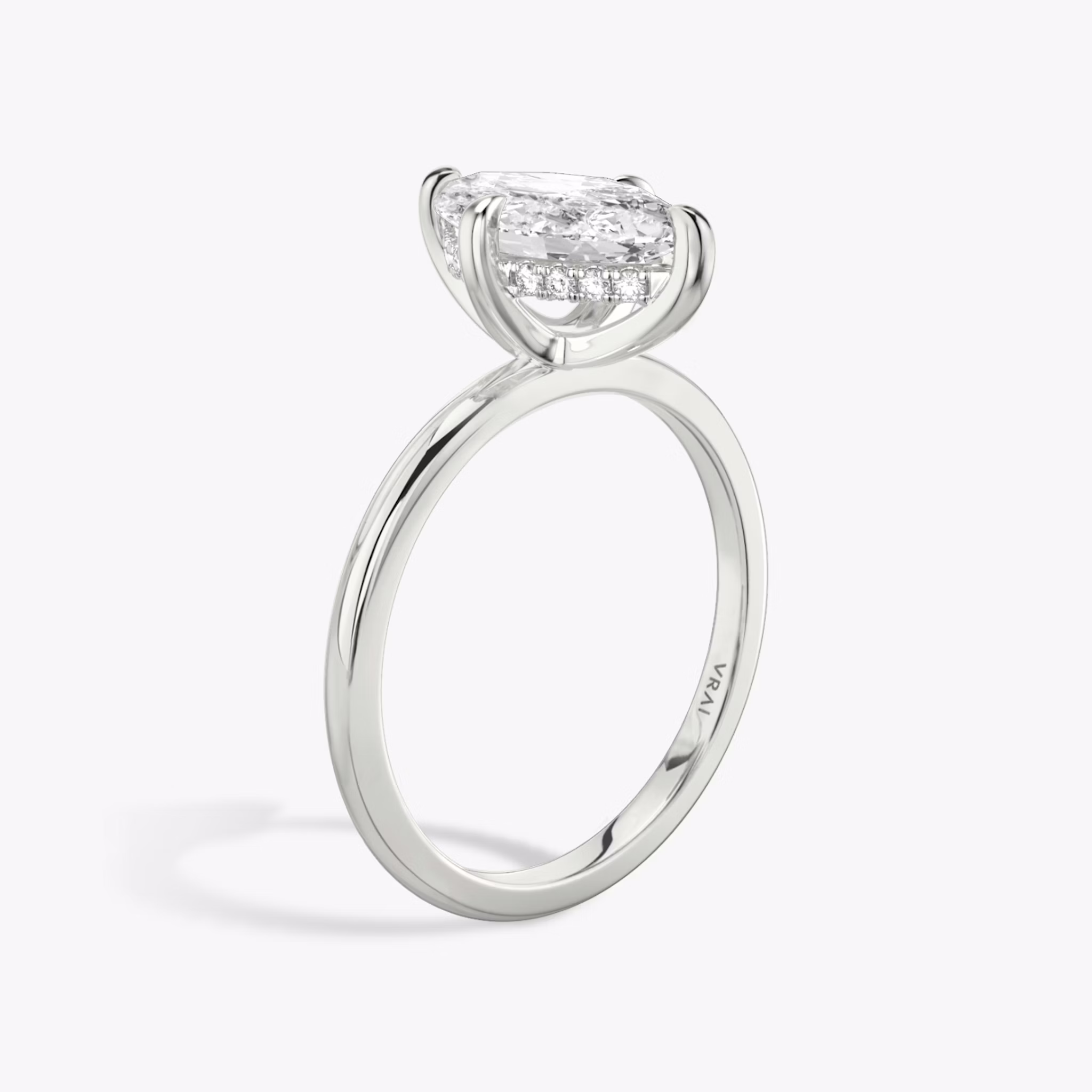 The Classic Hidden Halo | Marquise | 18k | White Gold | bandAccent: Plain | bandWidth: standard | prongStyle: Plain | diamondOrientation: vertical | caratWeight: other