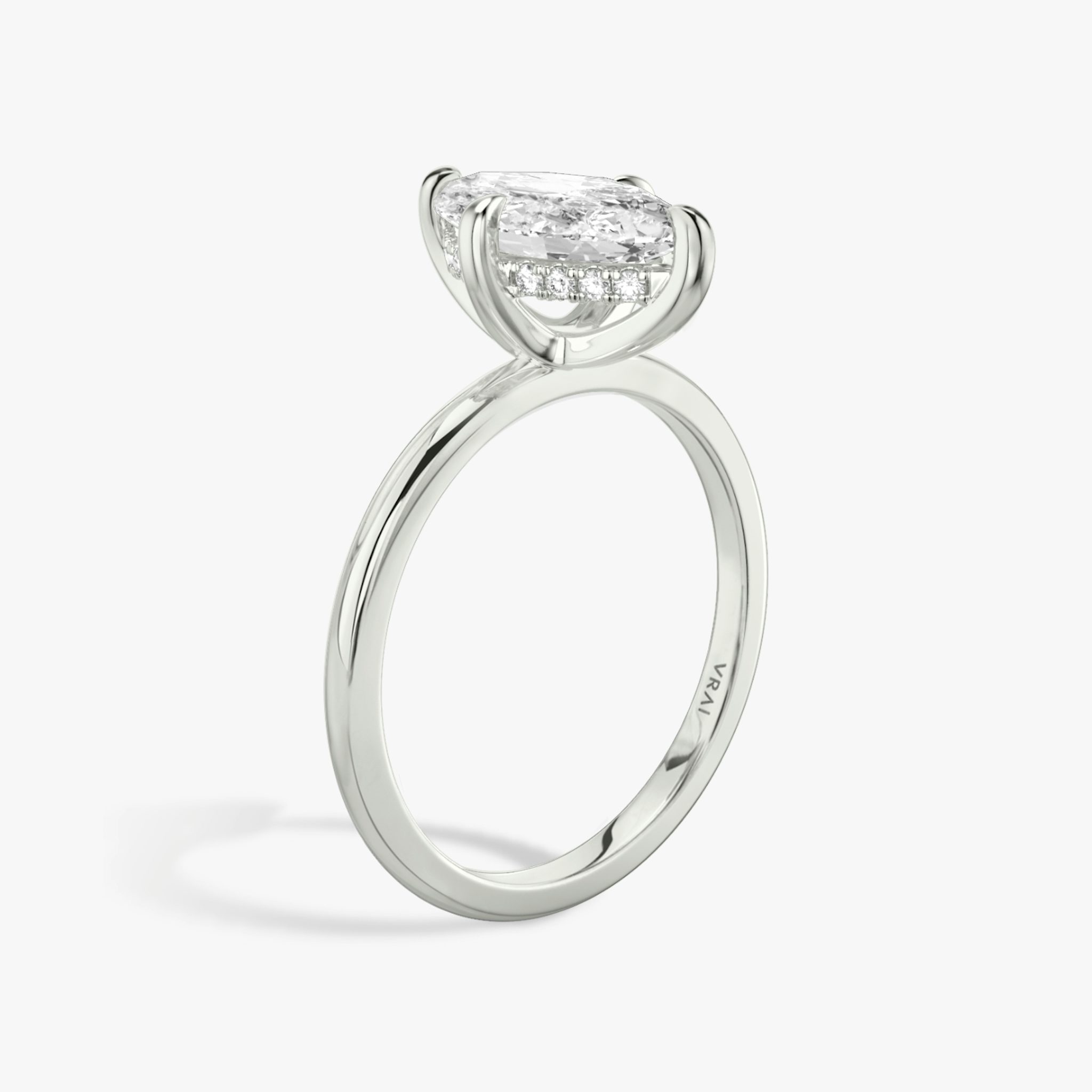 The Classic Hidden Halo | Marquise | 18k | White Gold | bandAccent: Plain | bandWidth: standard | prongStyle: Plain | diamondOrientation: vertical | caratWeight: other