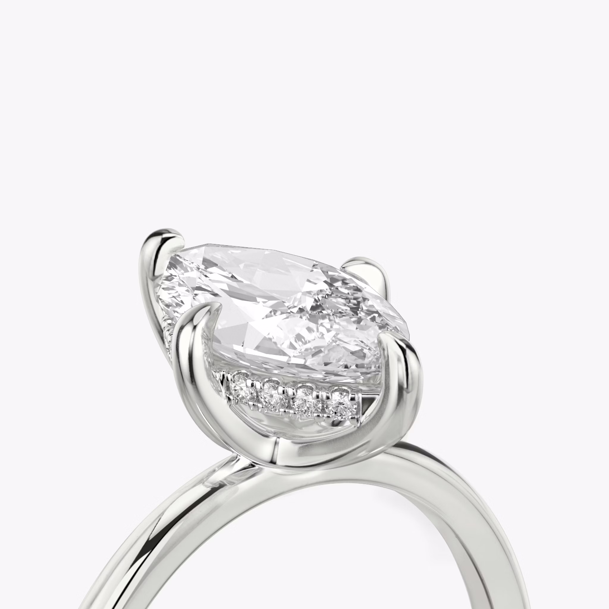 The Classic Hidden Halo | Marquise | 18k | White Gold | bandAccent: Plain | bandWidth: standard | prongStyle: Plain | diamondOrientation: vertical | caratWeight: other