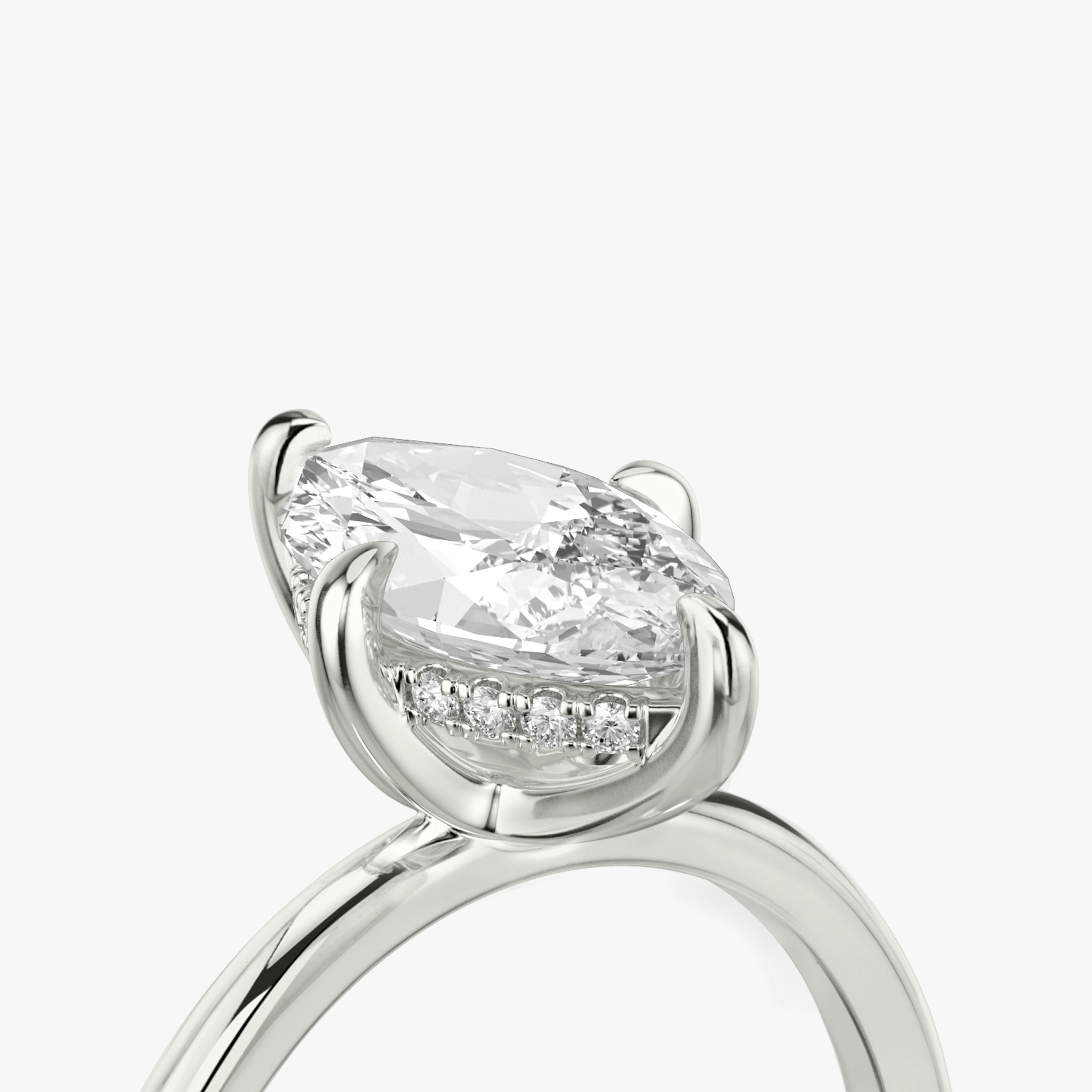 The Classic Hidden Halo | Marquise | 18k | White Gold | bandAccent: Plain | bandWidth: standard | prongStyle: Plain | diamondOrientation: vertical | caratWeight: other