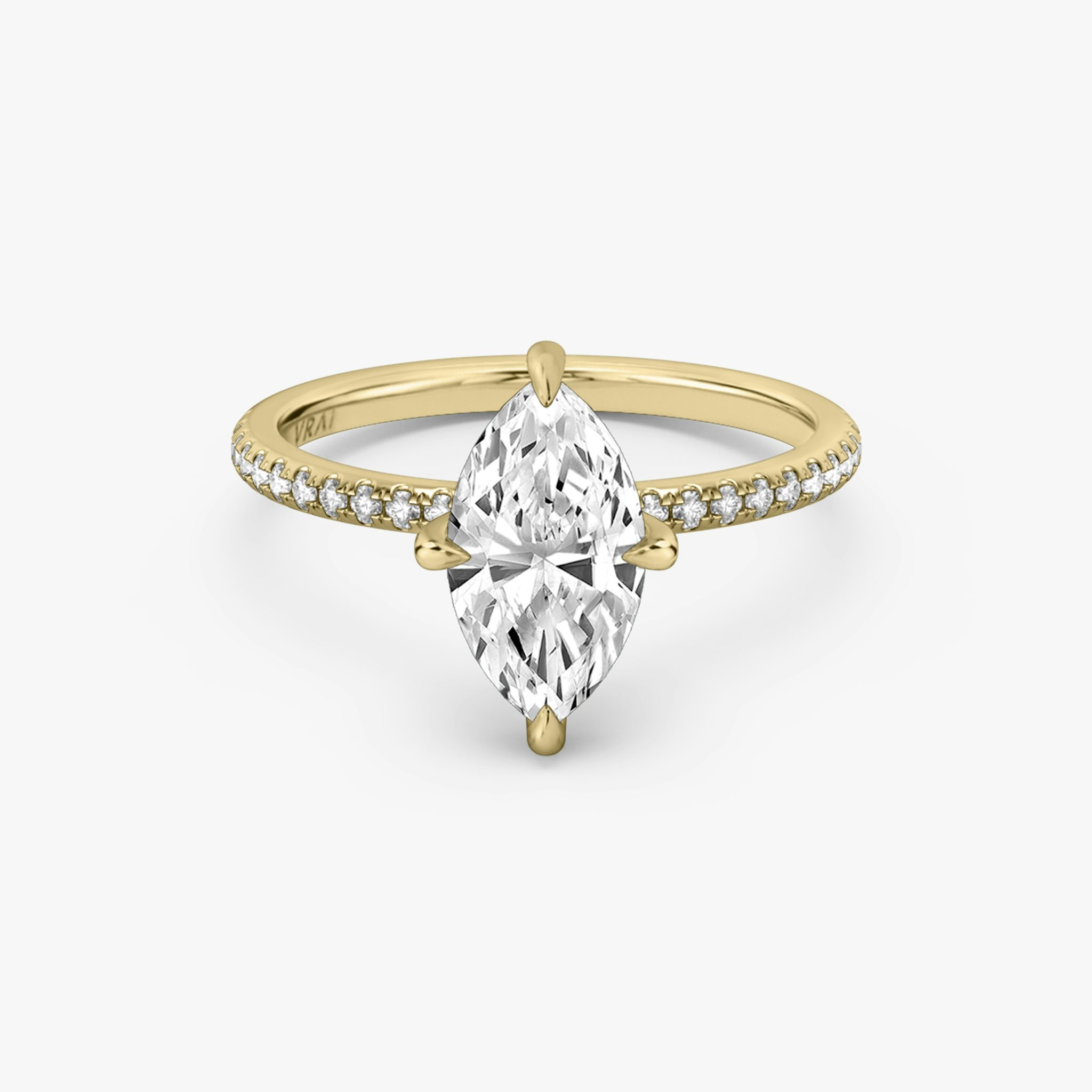 The Classic Hidden Halo | Marquise | 18k | Yellow Gold | bandAccent: Pavé | bandWidth: standard | prongStyle: Plain | diamondOrientation: vertical | caratWeight: other
