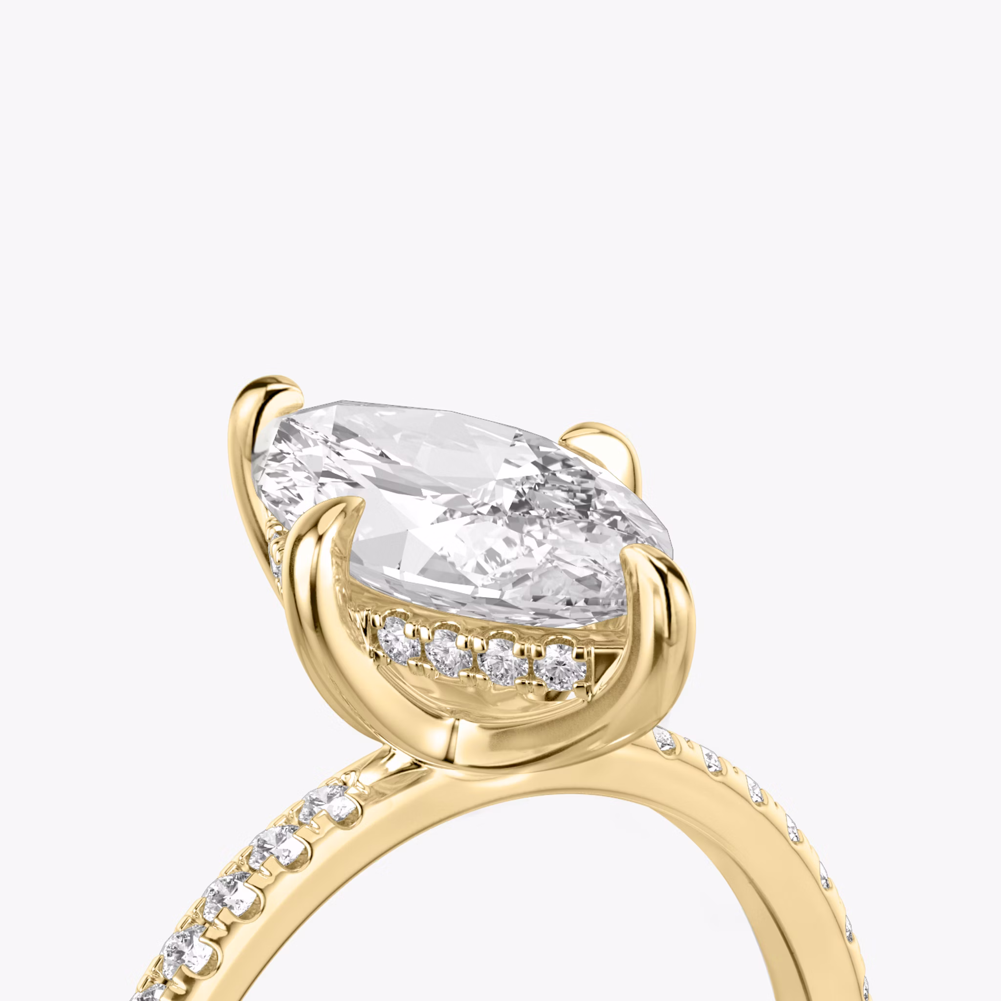 The Classic Hidden Halo | Marquise | 18k | Yellow Gold | bandAccent: Pavé | bandWidth: standard | prongStyle: Plain | diamondOrientation: vertical | caratWeight: other