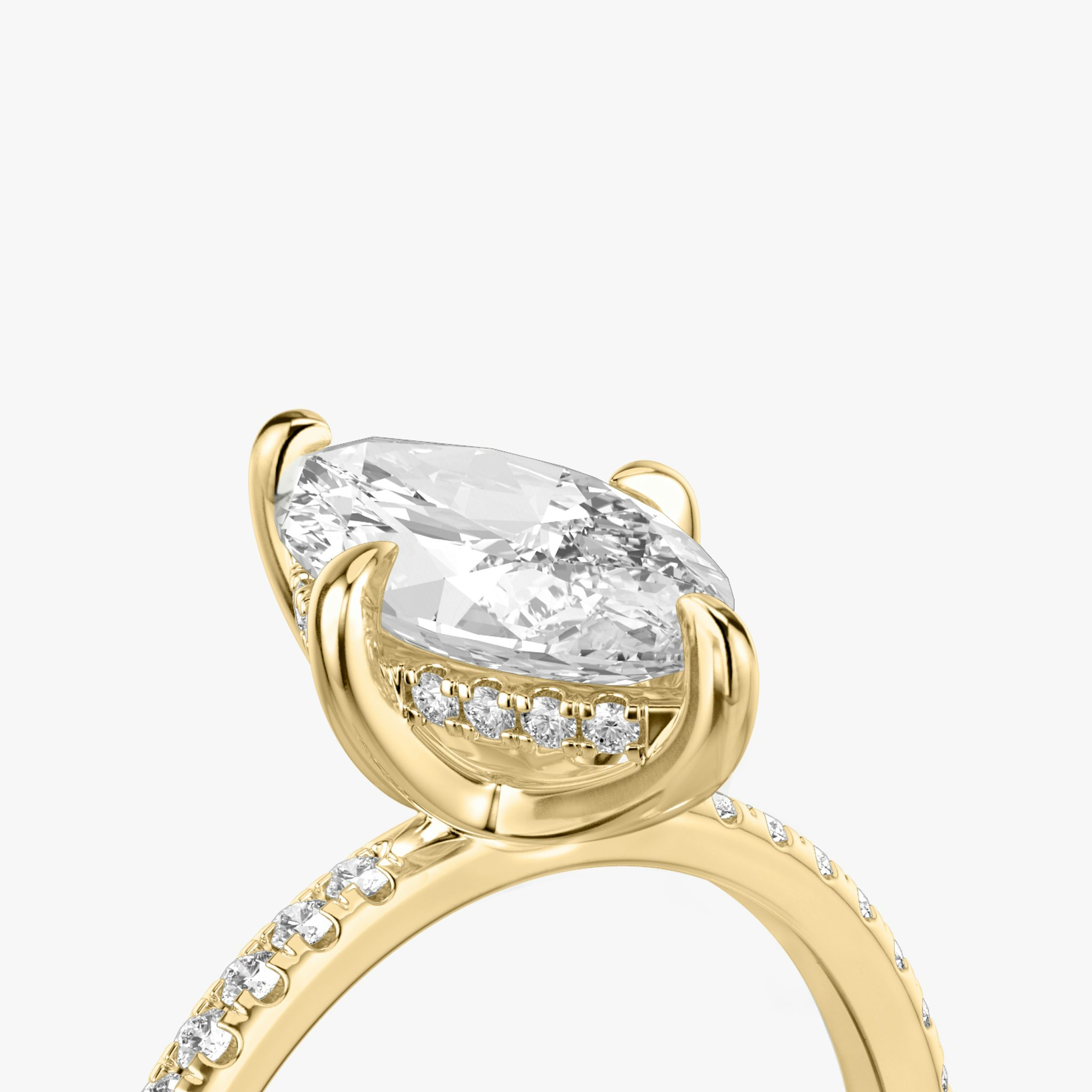 The Classic Hidden Halo | Marquise | 18k | Yellow Gold | bandAccent: Pavé | bandWidth: standard | prongStyle: Plain | diamondOrientation: vertical | caratWeight: other