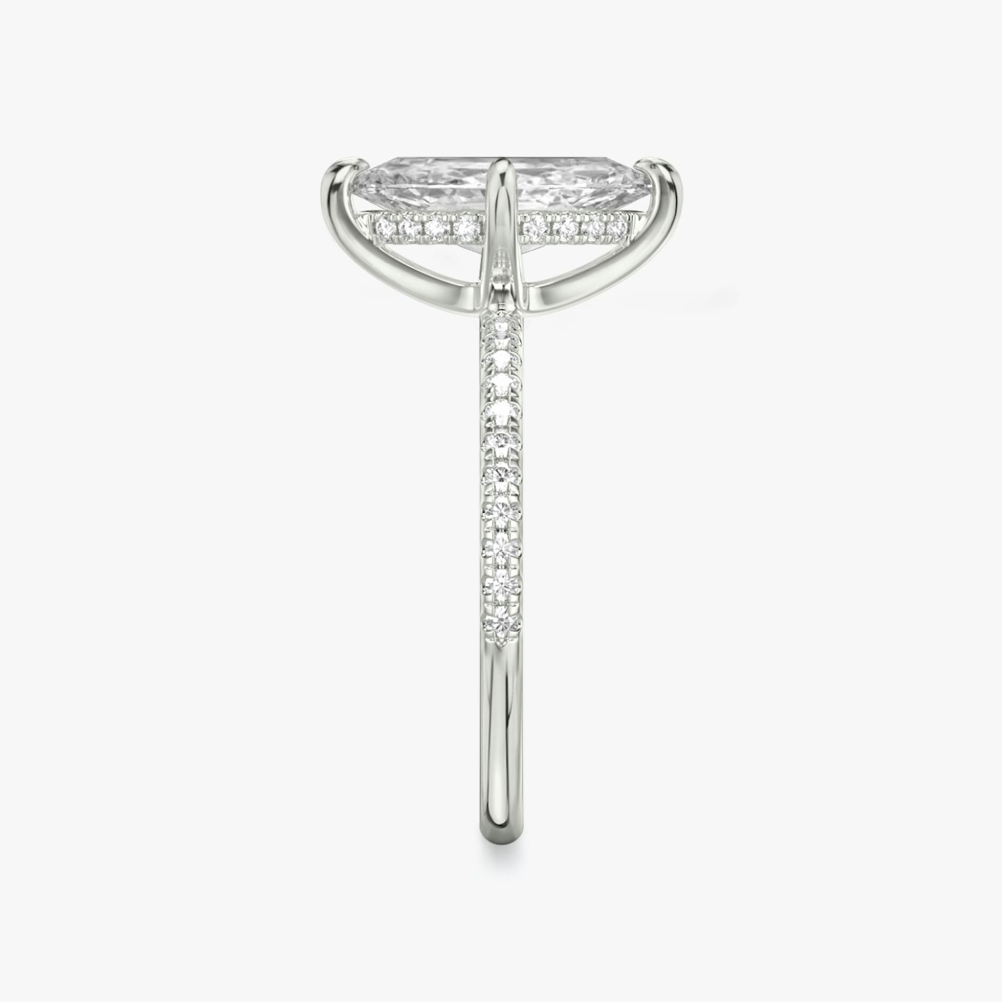The Classic Hidden Halo | Marquise | 18k | White Gold | bandAccent: Pavé | bandWidth: standard | prongStyle: Plain | diamondOrientation: vertical | caratWeight: other