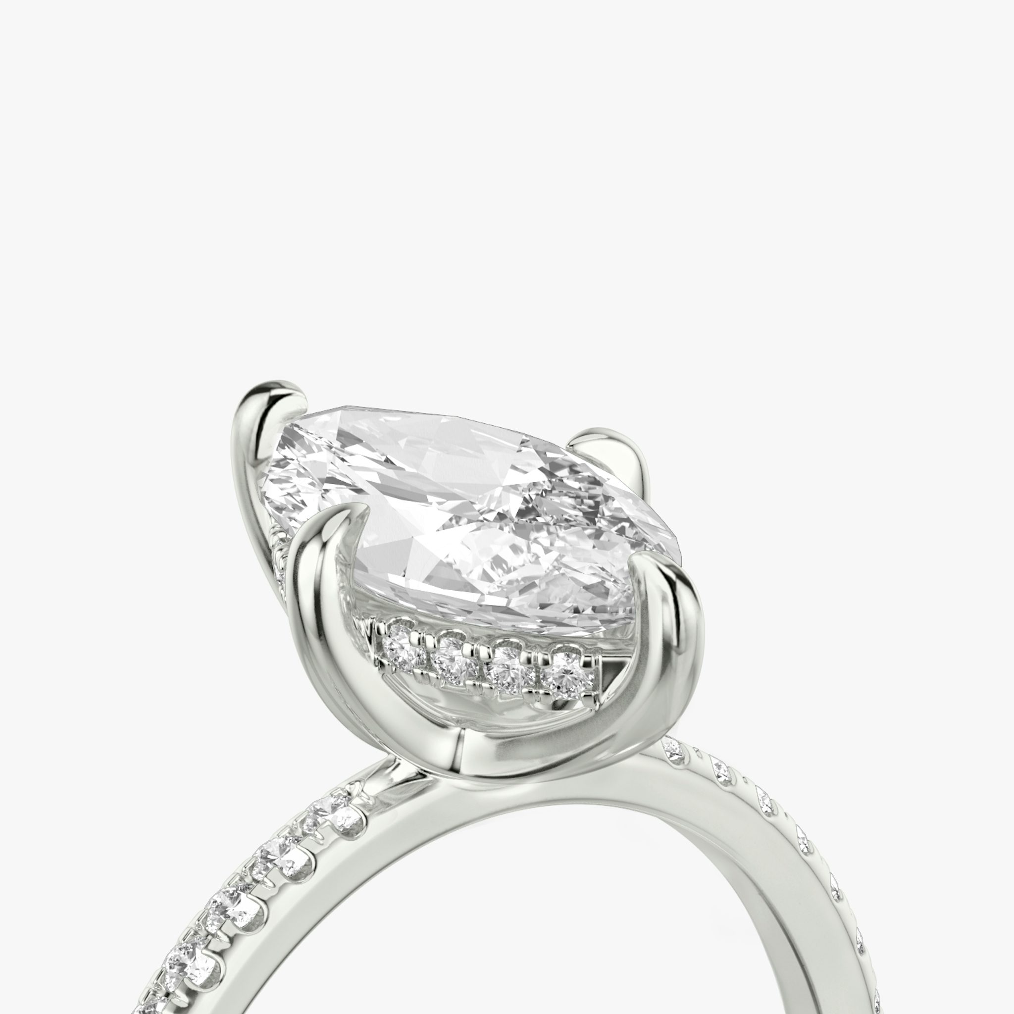 The Classic Hidden Halo | Marquise | 18k | White Gold | bandAccent: Pavé | bandWidth: standard | prongStyle: Plain | diamondOrientation: vertical | caratWeight: other